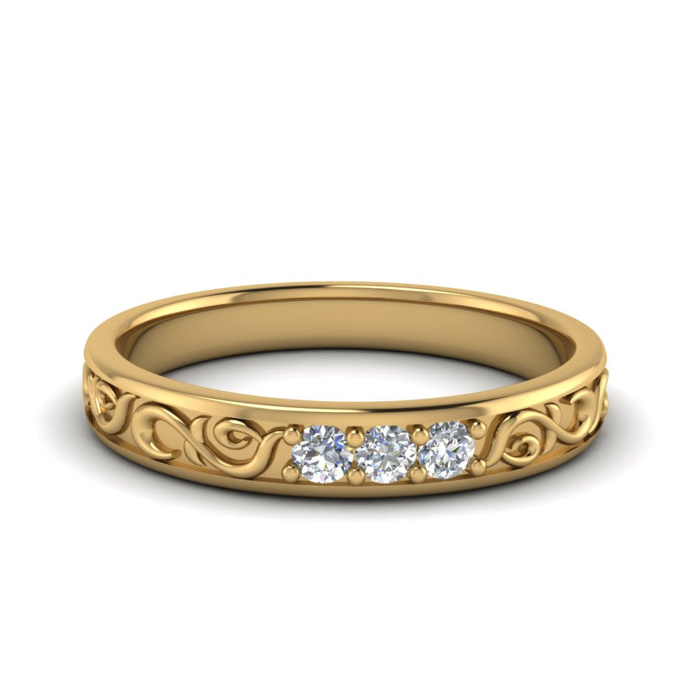 Classic Mens 3 Stone Wedding Band
