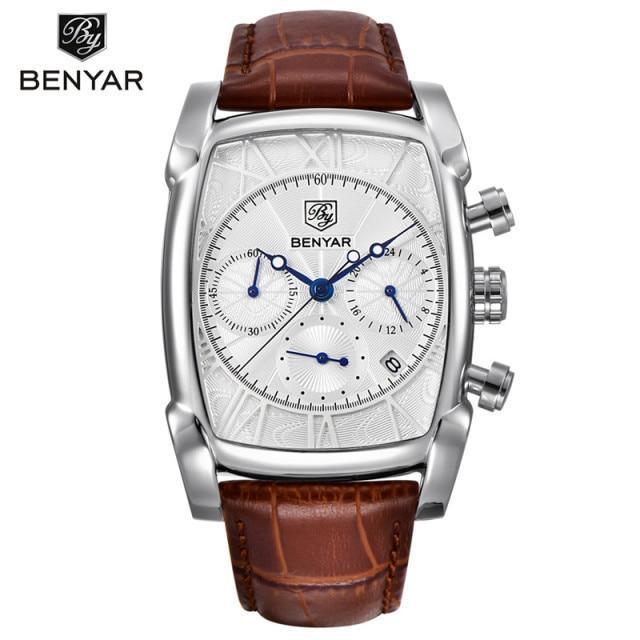 Classic Rectangle Waterproof Case Vintage Design Luxury Watches Leather Strap Business Casual Analog Wrist Watch For Men - Overture Gifts