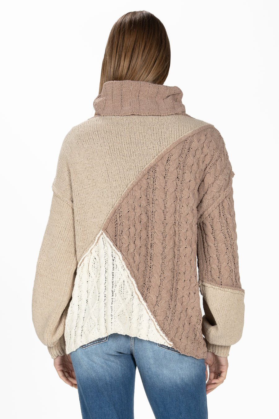 Colorblock Cable Knit Sweater - Overture Gifts
