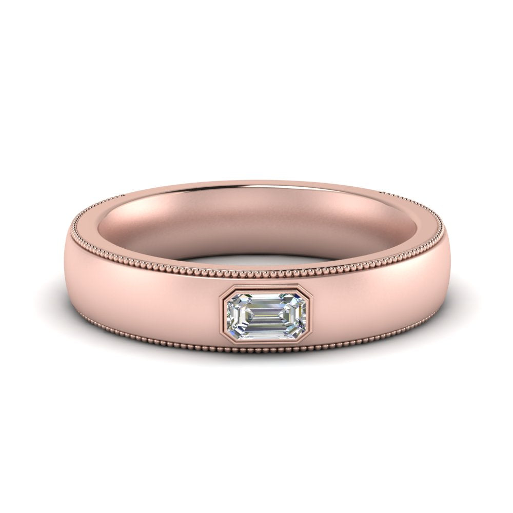 Comfort Fit Mens Milgrain Outline Ring