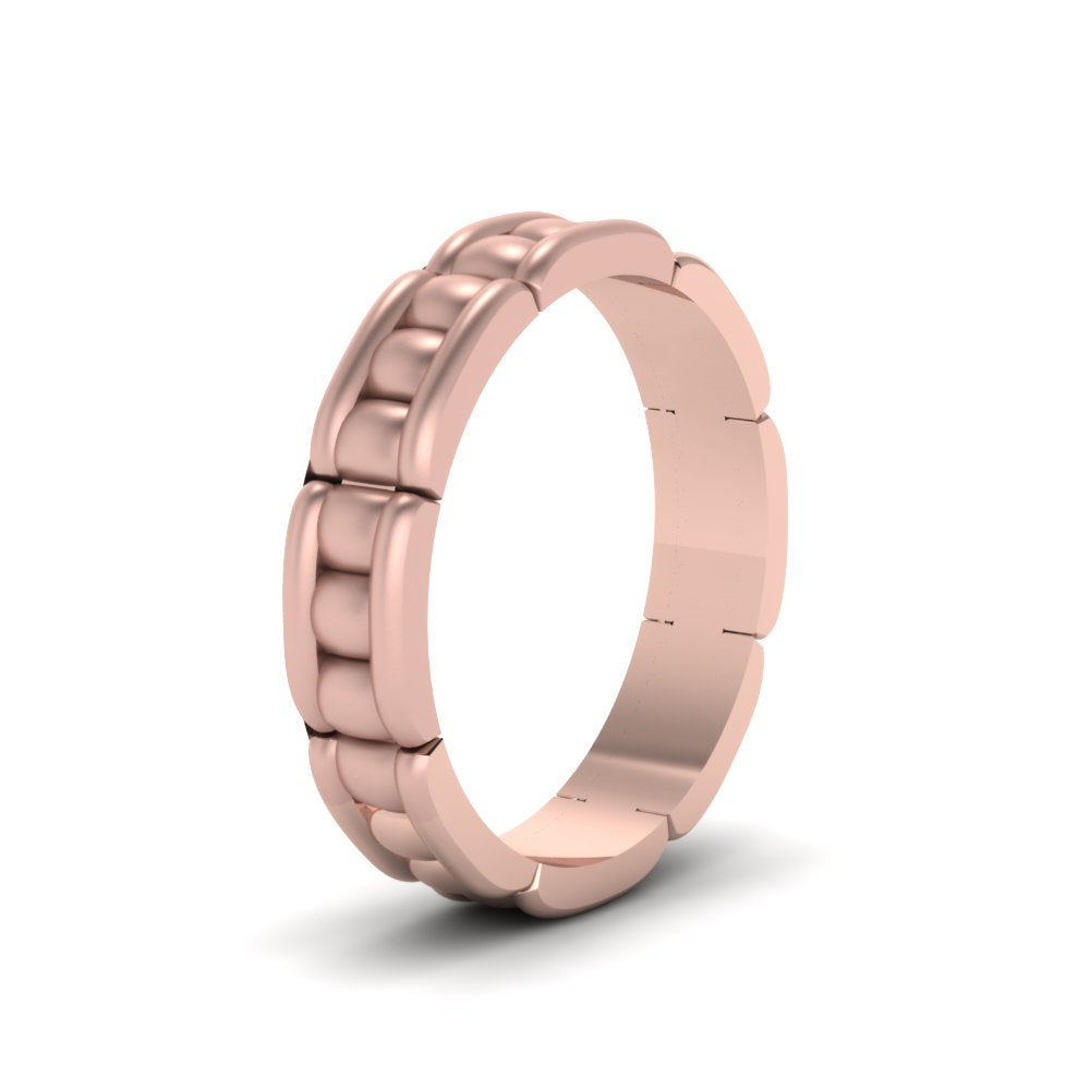 Grooved Gold Wedding Band for Men