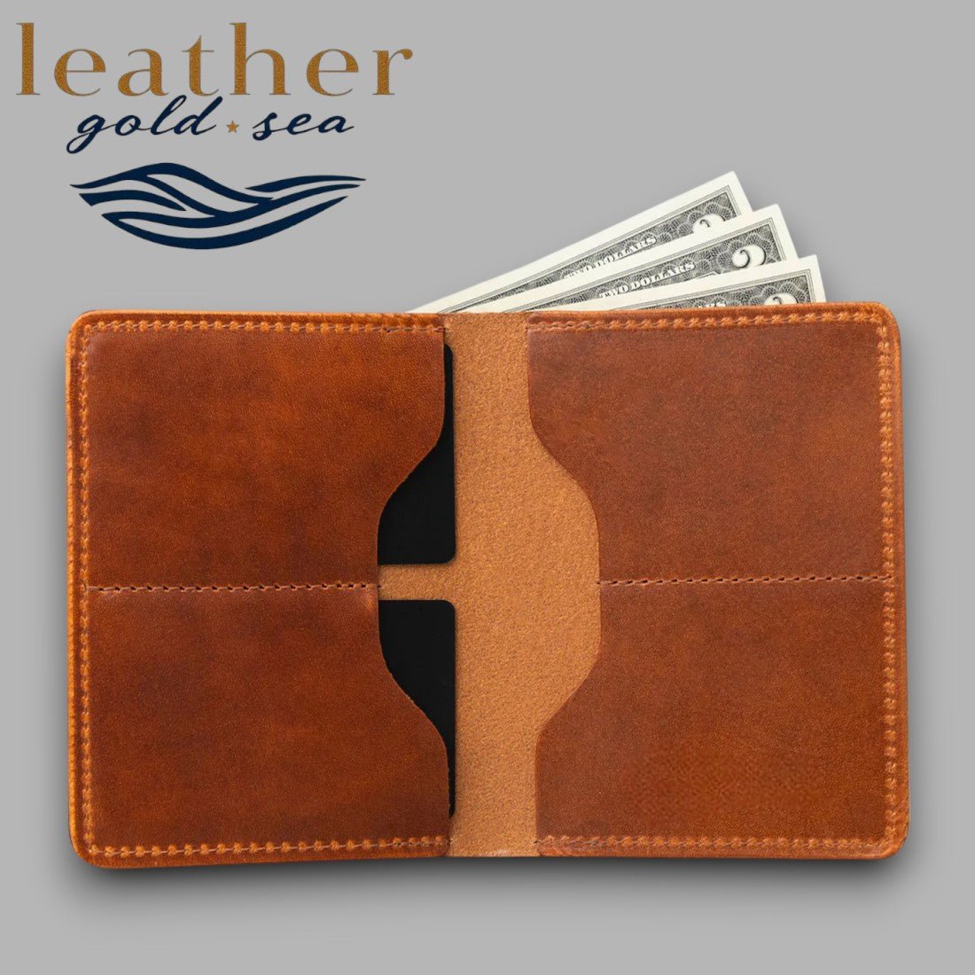 Cowhide Wallet Mens – Handmade Brown Genuine Leather - Overture Gifts