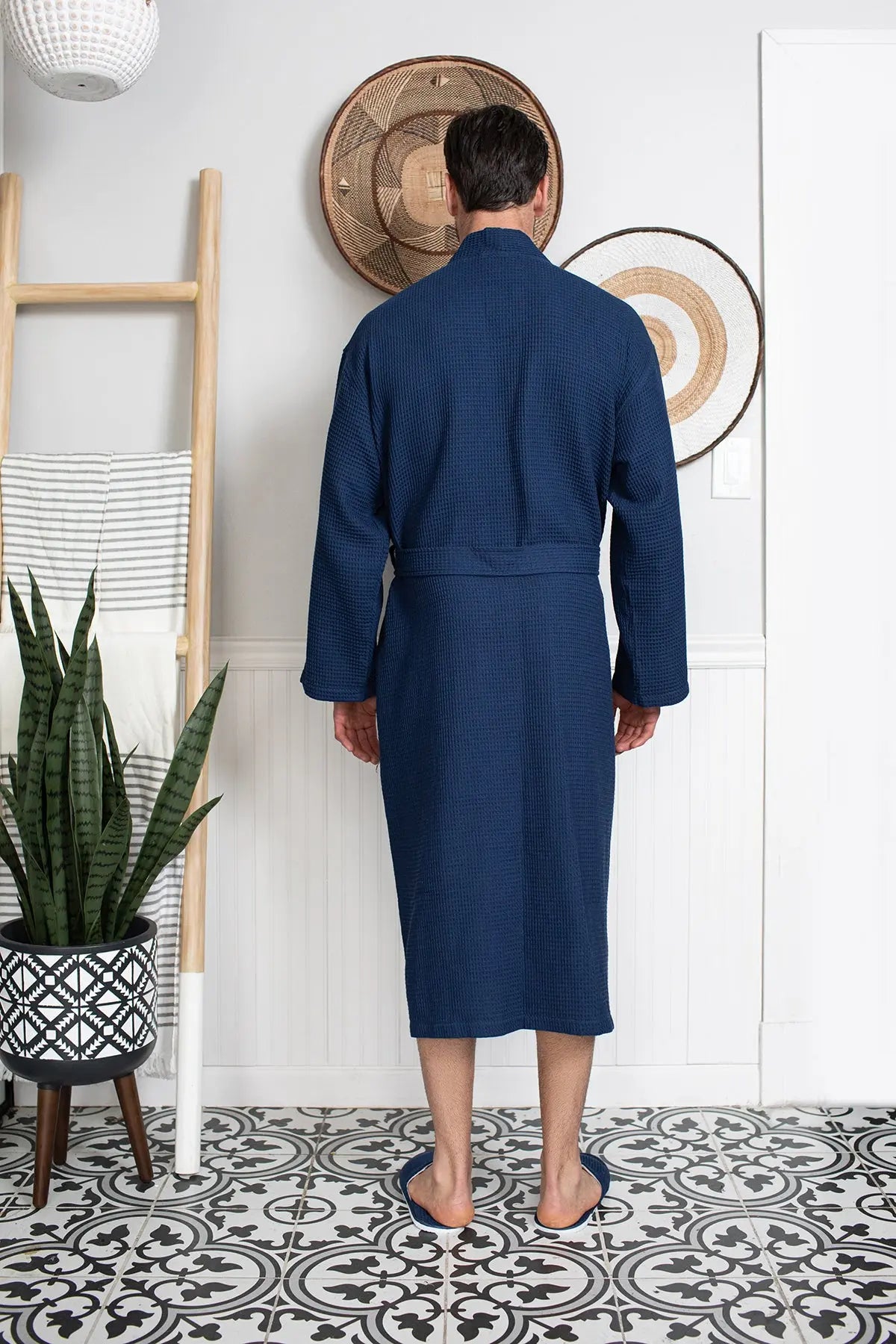 Waffle Spa Bathrobe for Men - Absorbent, Lightweight