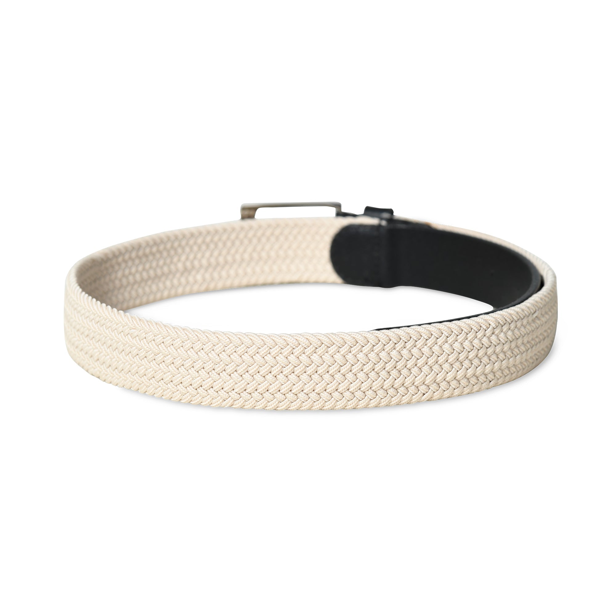 Cream & Black Braided Canvas Leather Belt - Overture Gifts