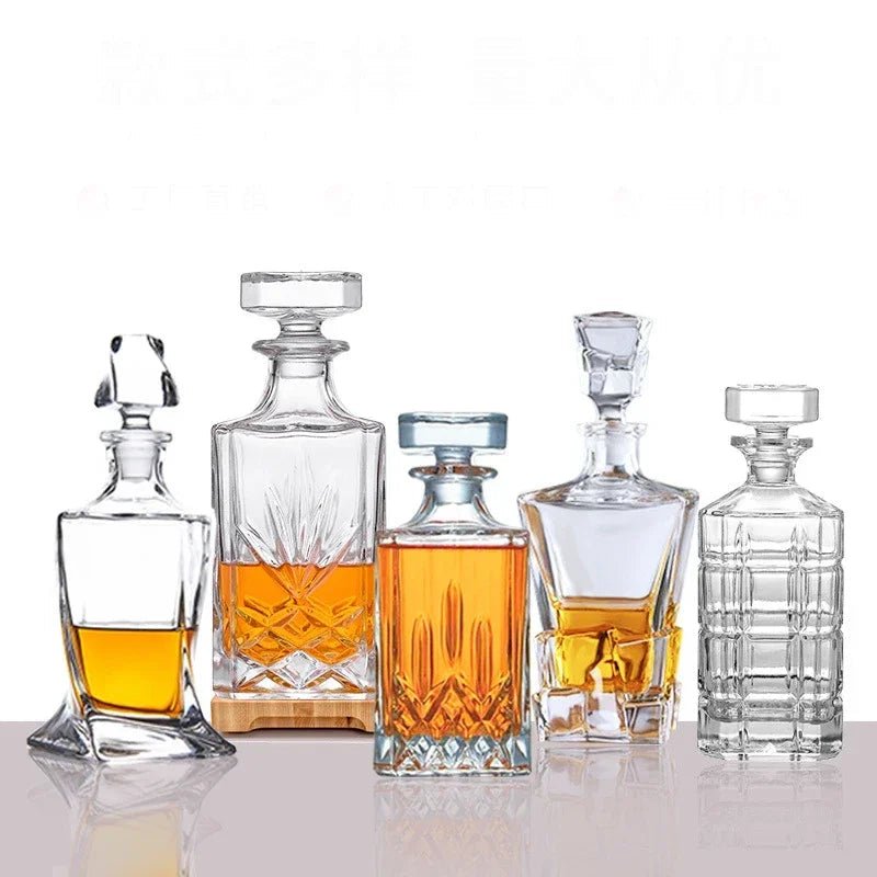 Crystal Glass Whiskey Decanter, Lead-Free, Luxury Barware, Wine Bottle, Home Party, 750ml - Overture Gifts