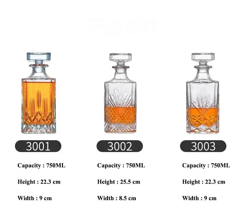Crystal Glass Whiskey Decanter, Lead-Free, Luxury Barware, Wine Bottle, Home Party, 750ml - Overture Gifts