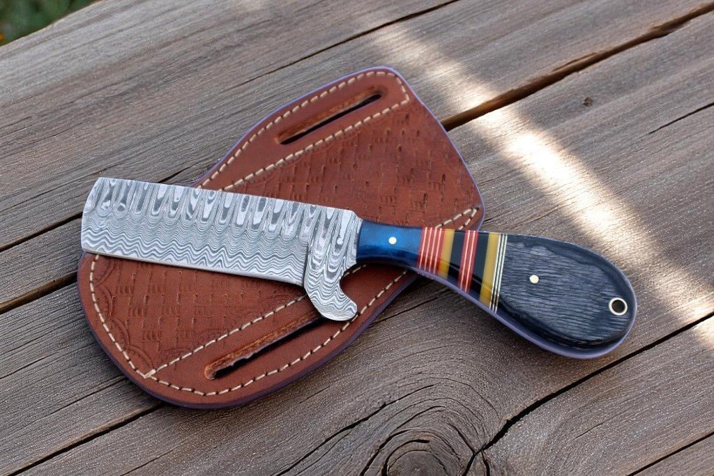 Custom Handmade Bull Cutter Knife – 8" Damascus Steel - Overture Gifts