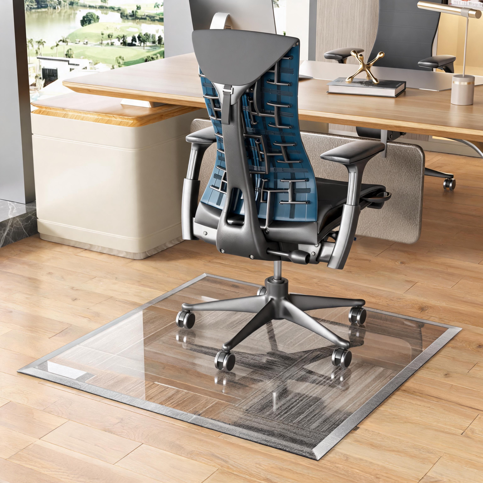 Tempered Glass 36 x 36 Inch Beveled Edge Office Chair Mat
