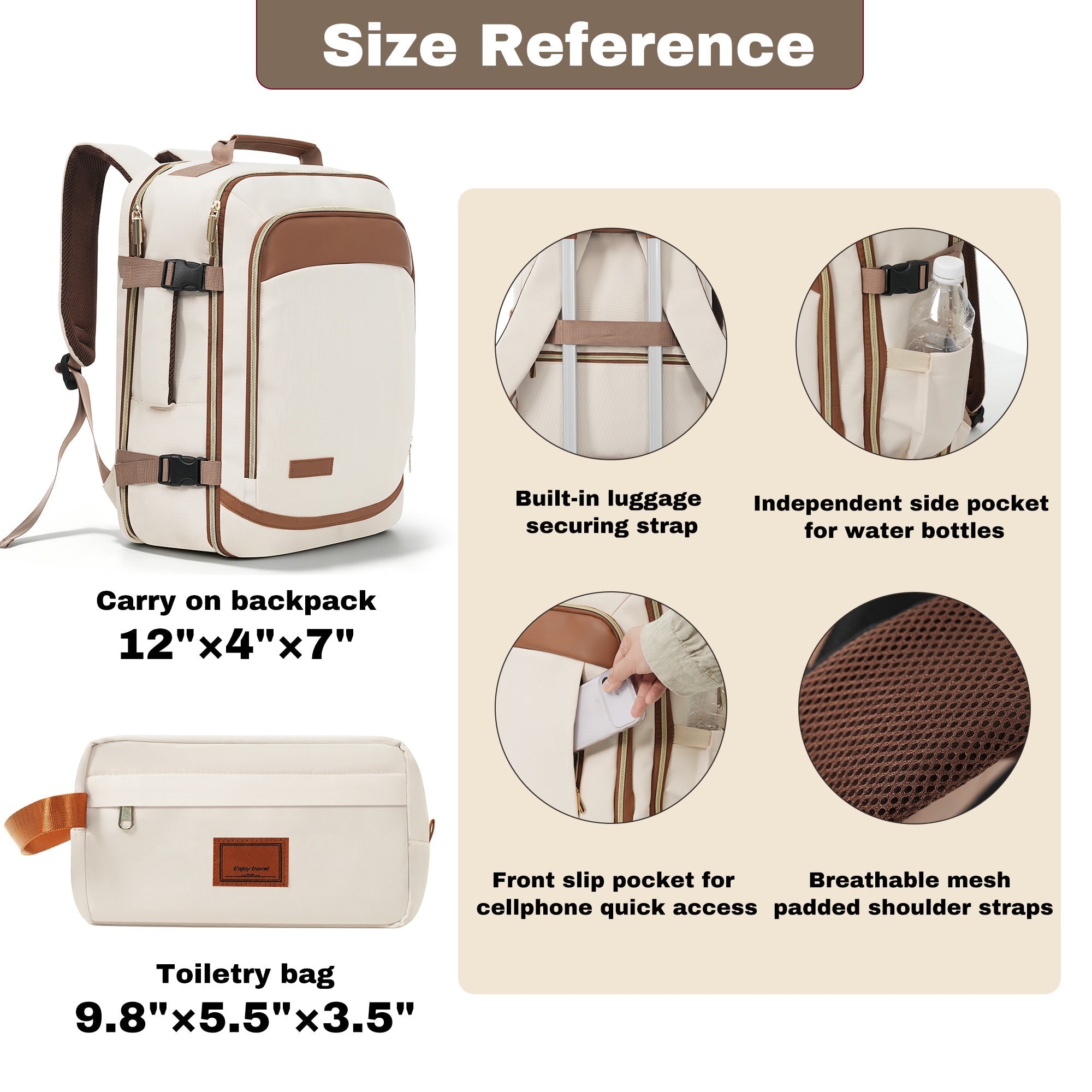 3-Piece Luggage Set - 20in Checked Suitcase with TSA Lock