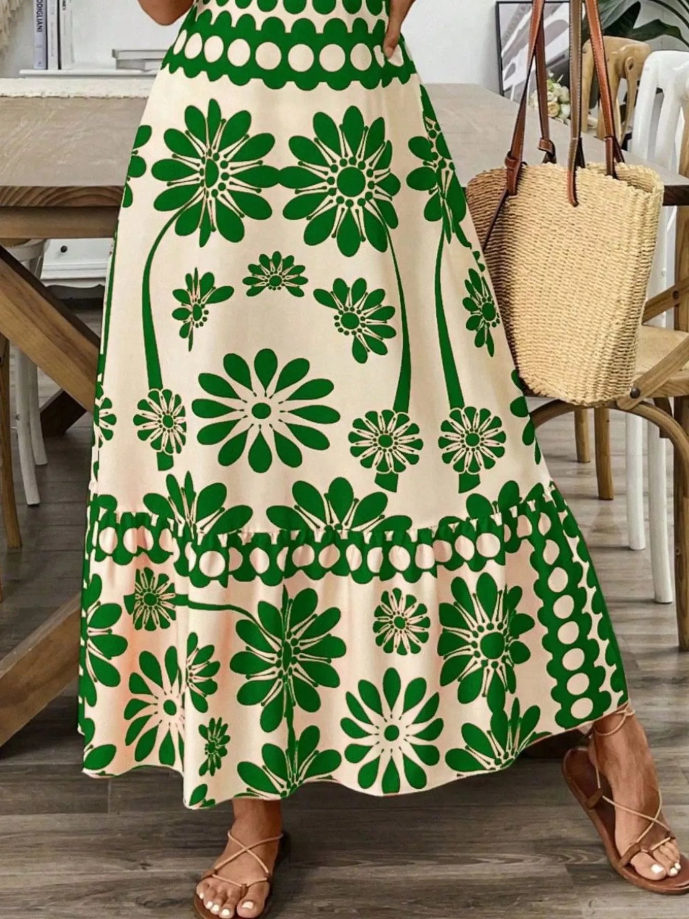 Floral Print Tie-Shoulder Midi Dress