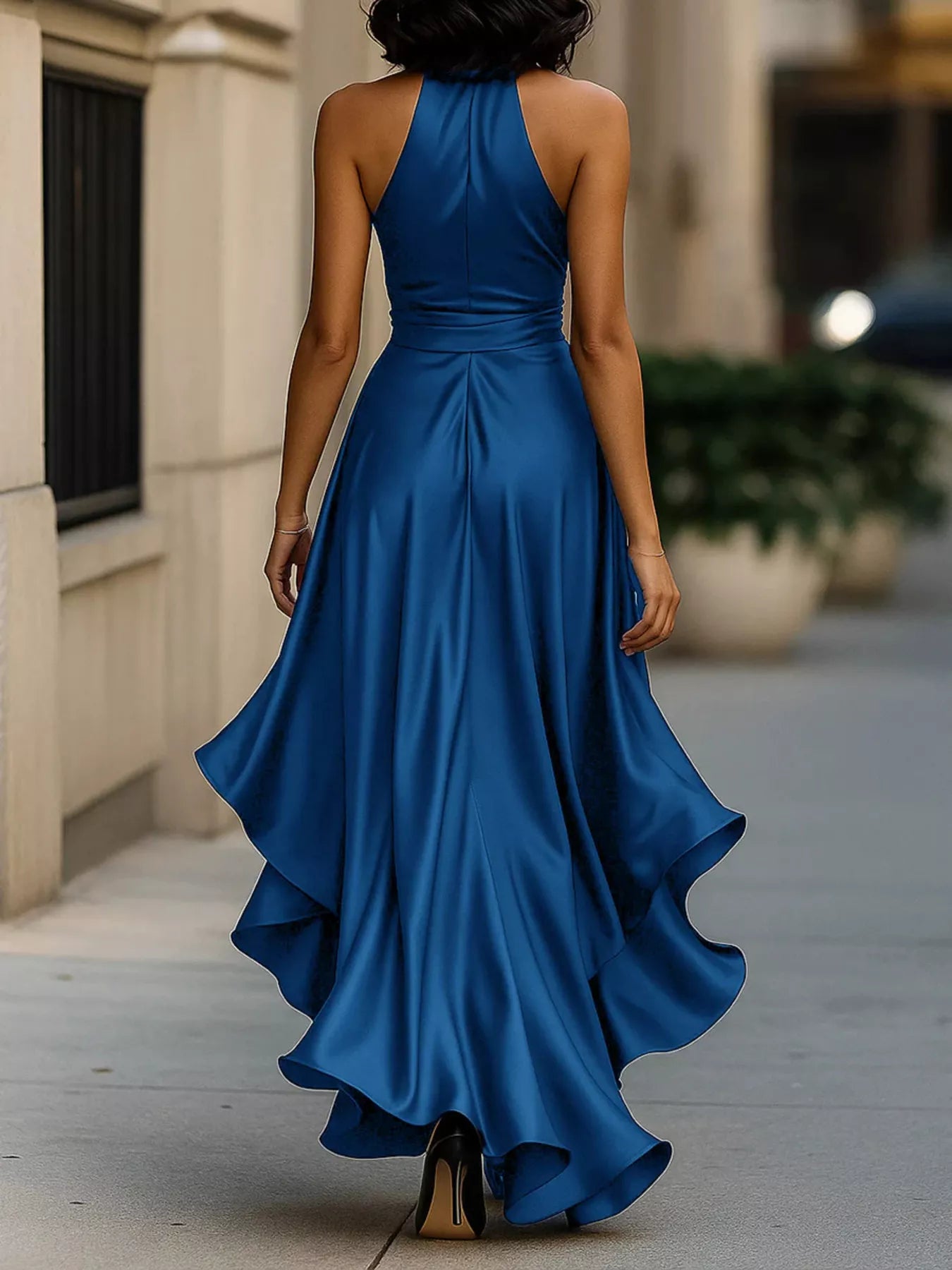 Ruffled Halter Neck Maxi Dress