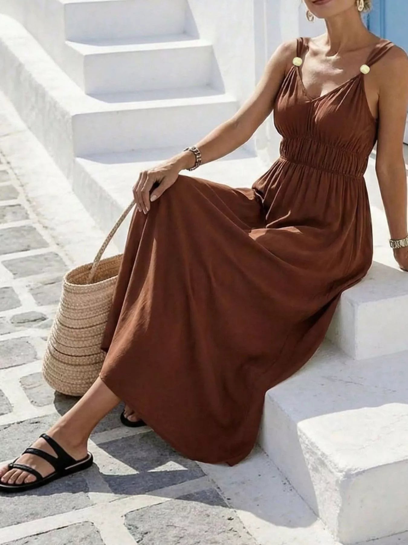 V-Neck Sleeveless Maxi Dress