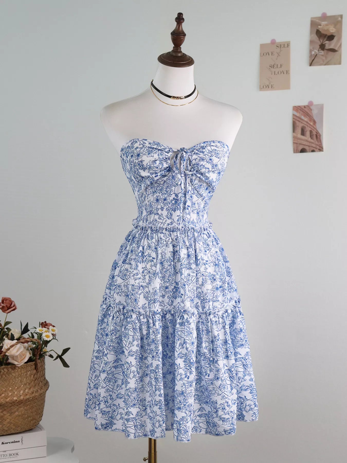 Floral Print Halter Neck Ruffle Hem Summer Dress