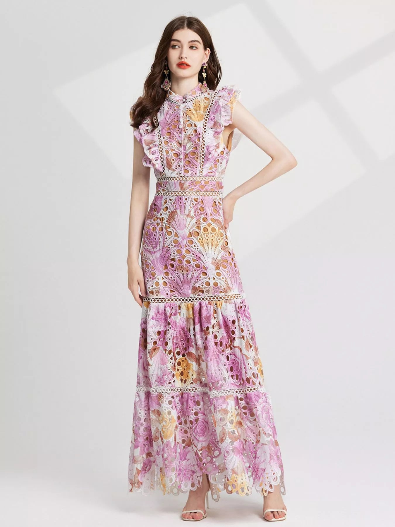 Floral Lace Detail Maxi Dress