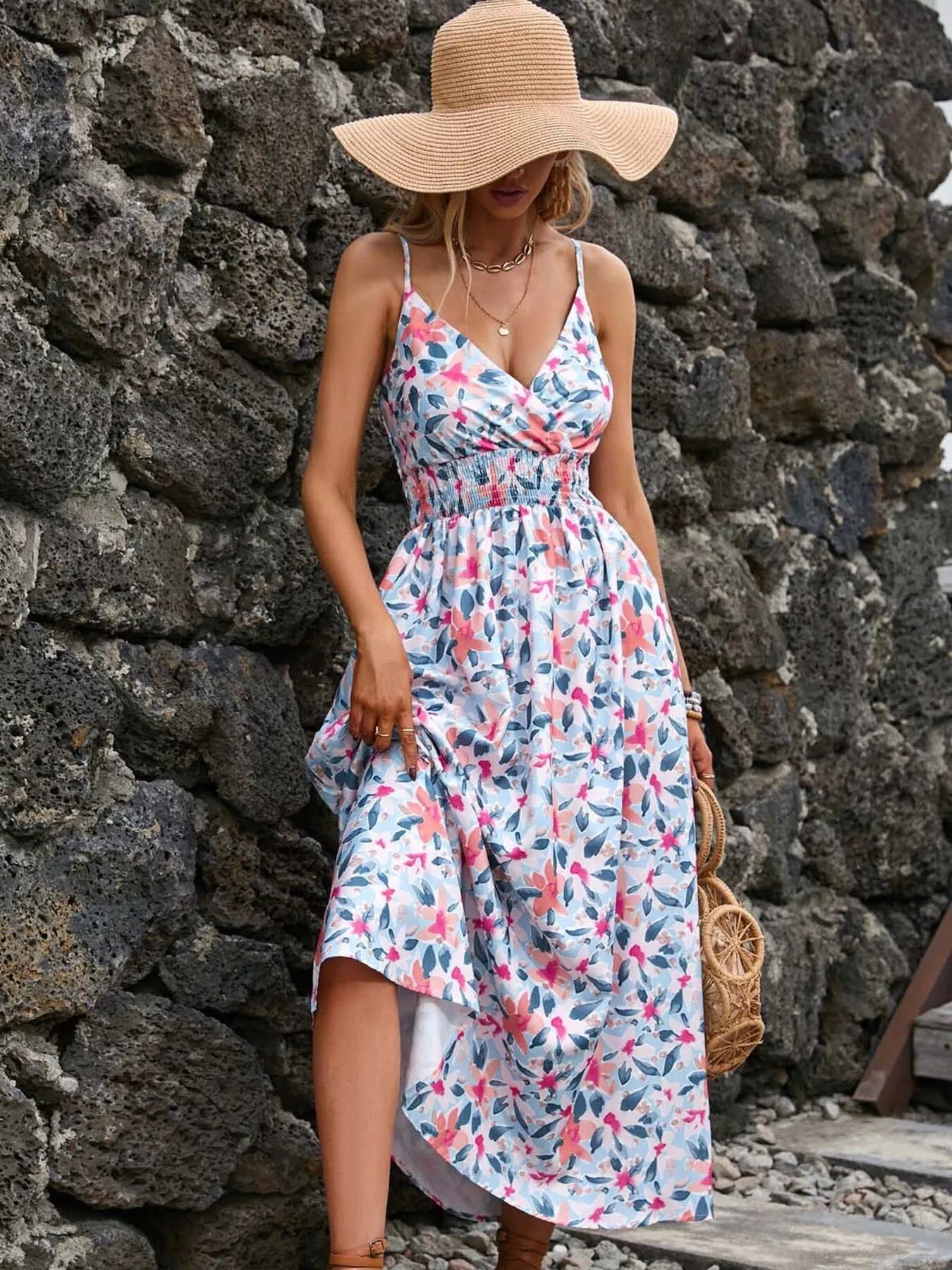 Paisley Print Spaghetti Strap Midi Dress