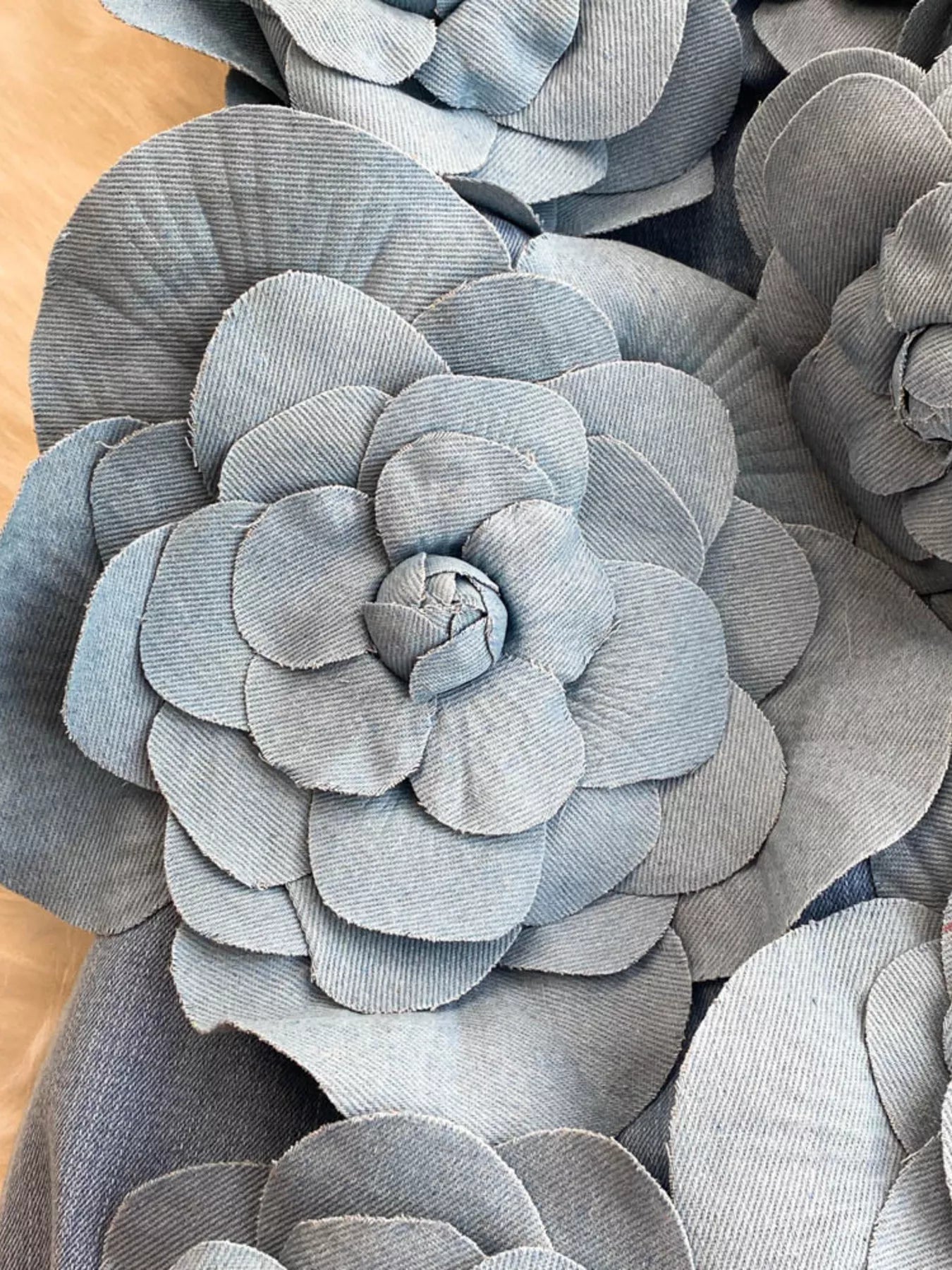 Floral Applique Strapless Denim Dress