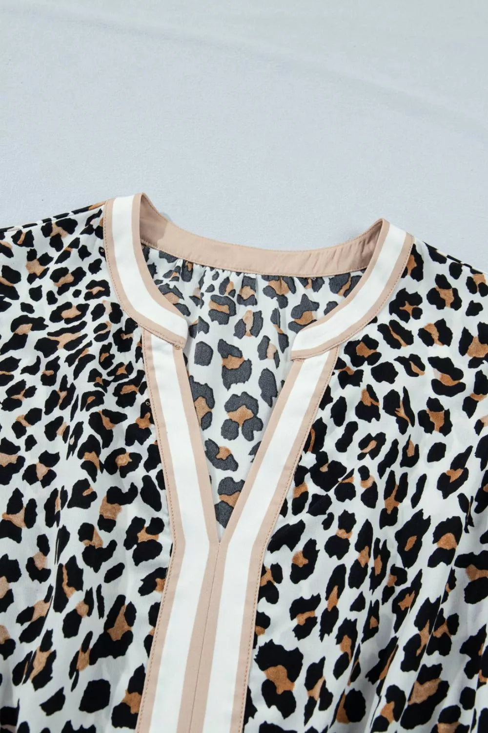 Leopard Print Colorblock Trim Sleeveless Midi Dress