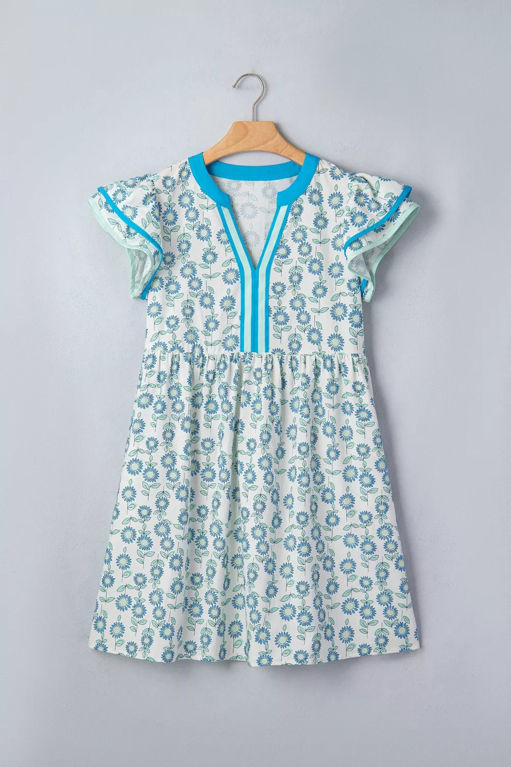Printed Notched Cap Sleeve Dress