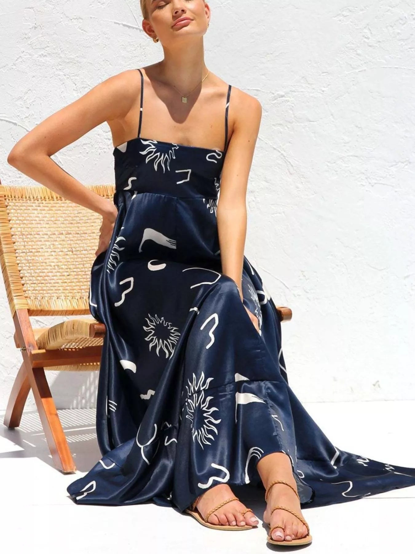 Printed Spaghetti Strap Maxi Dress