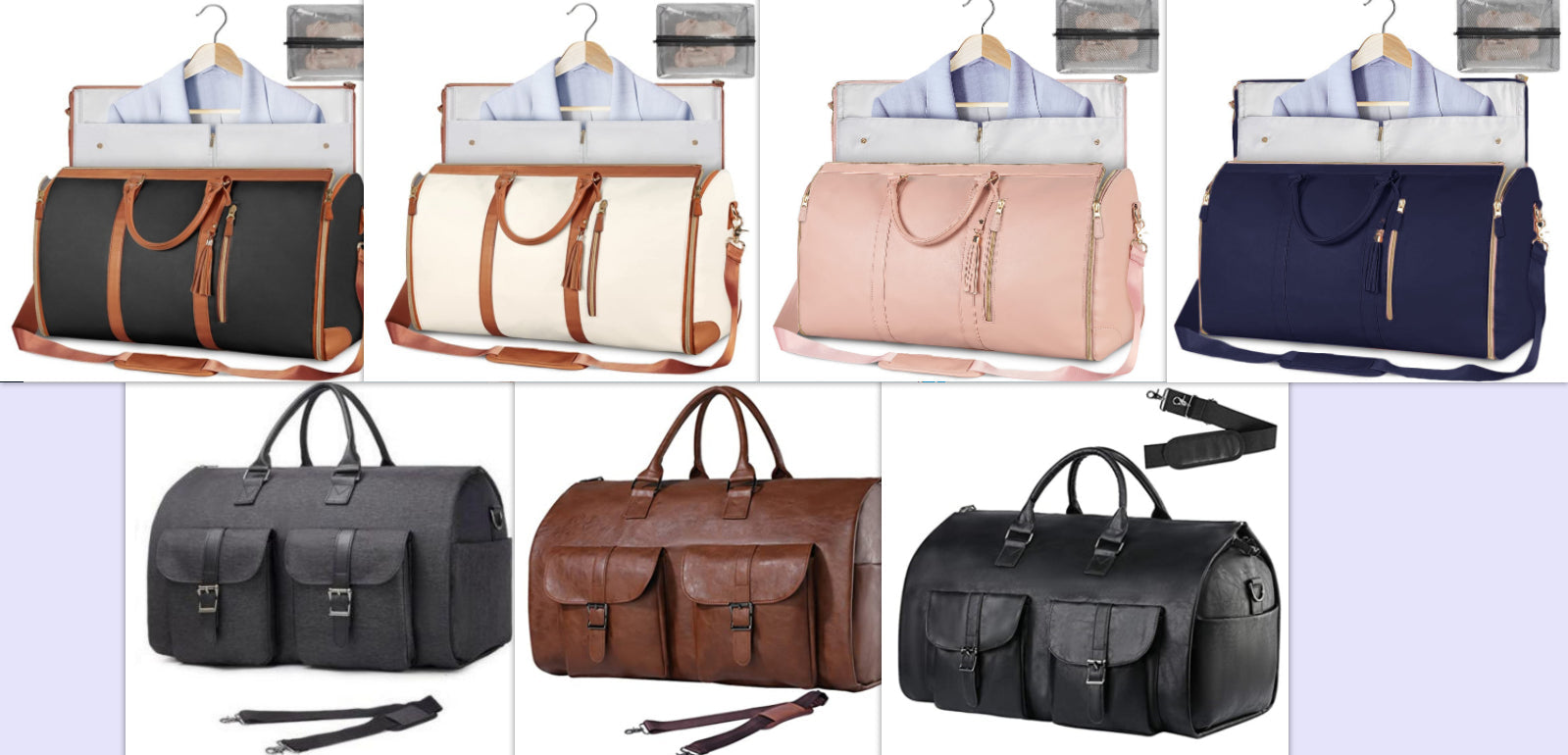 Women's Large Capacity Travel Duffle and Garment Bag Handbag