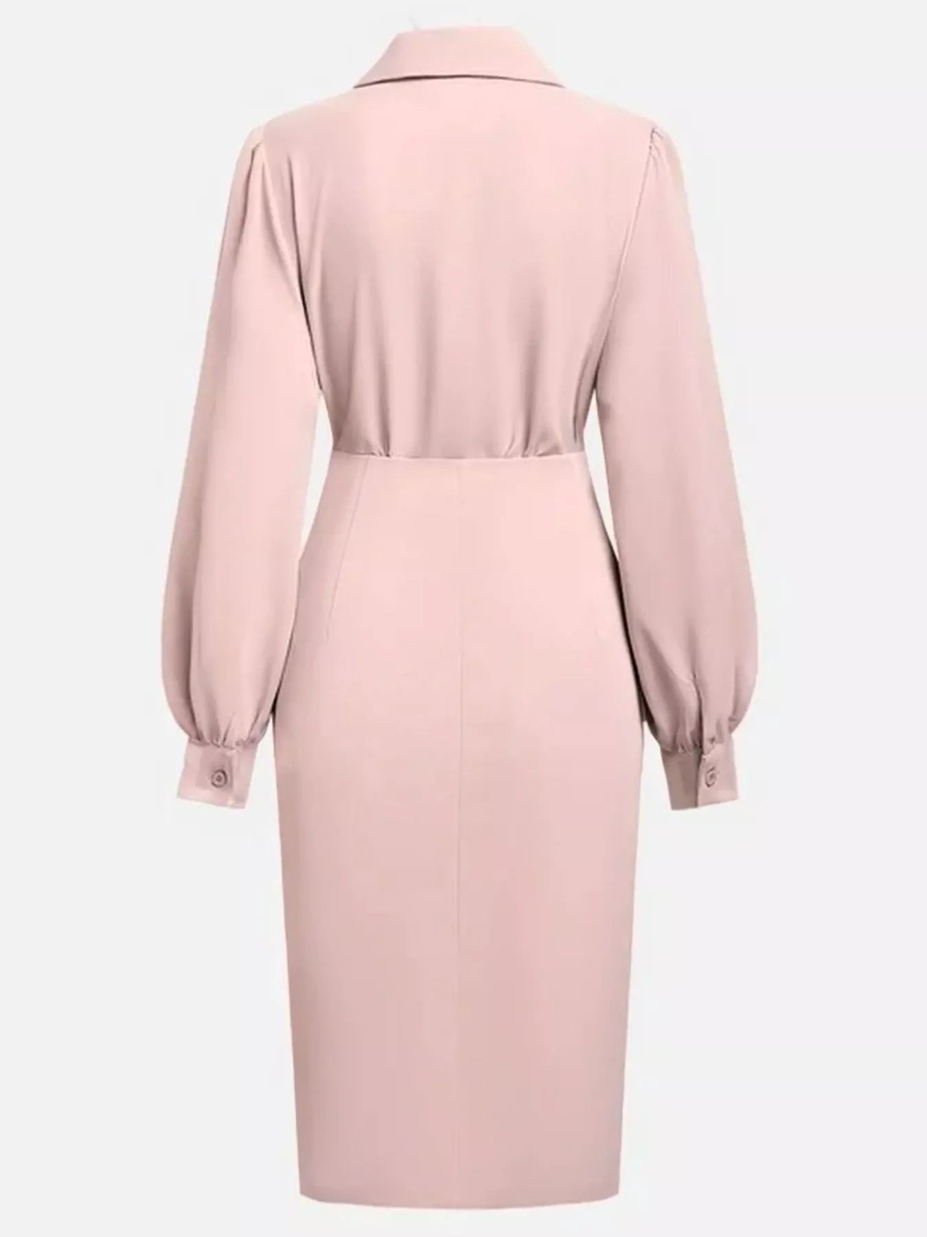 Ruched Midi Shirt Dress with Side Slit