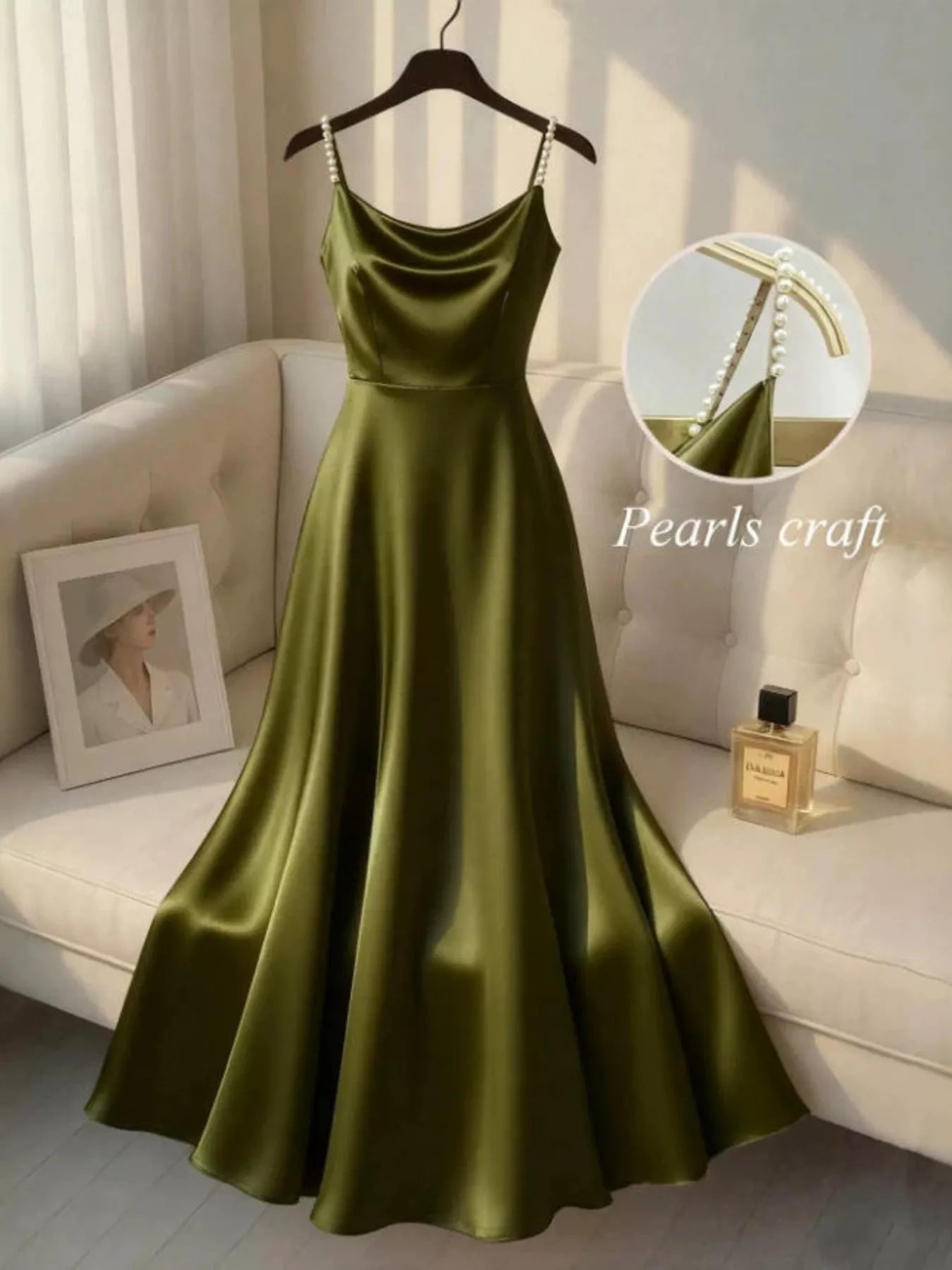 Pearl Strap Satin Cami Dress