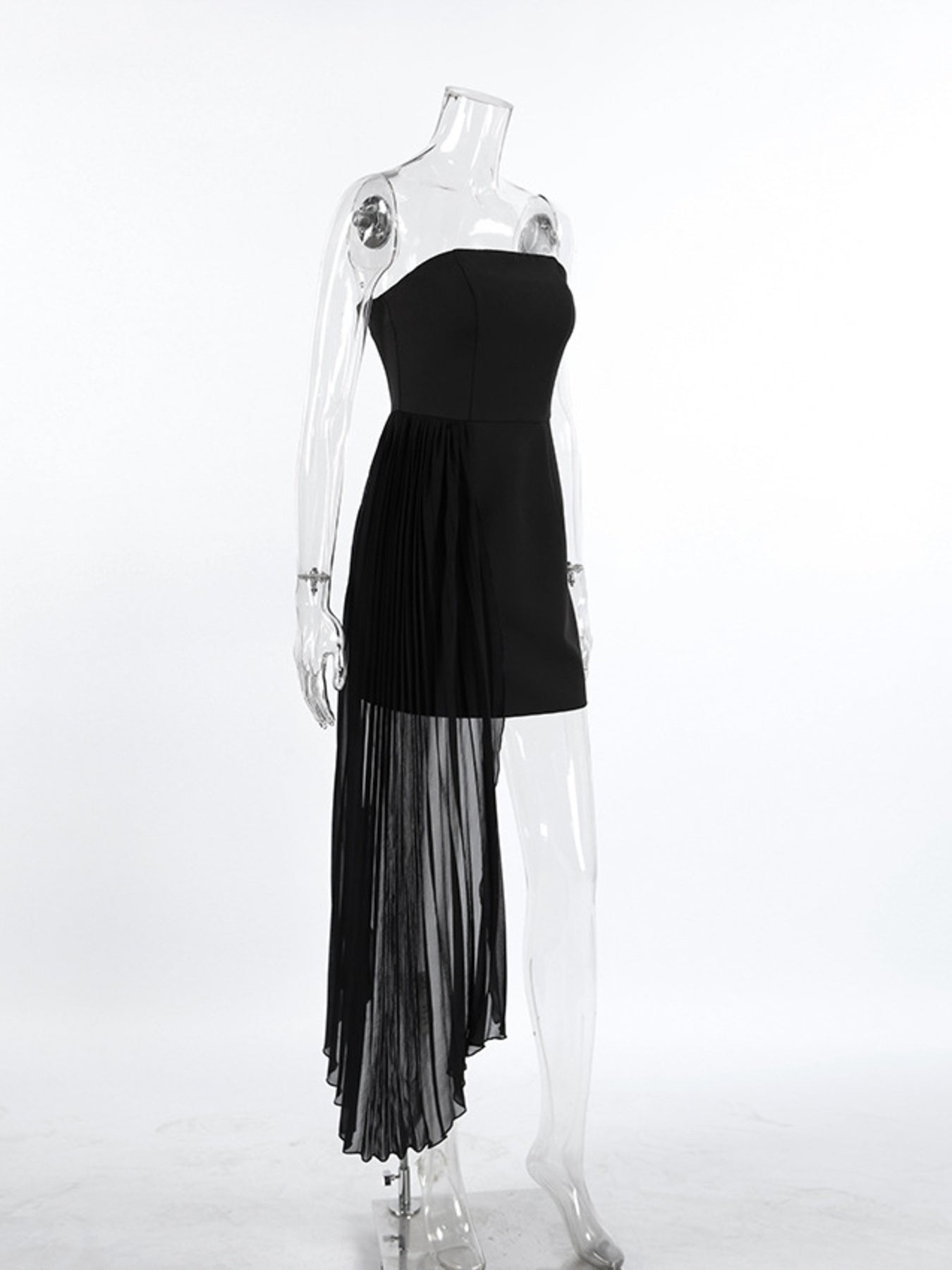 Pleated Detail Tube Mini Dress