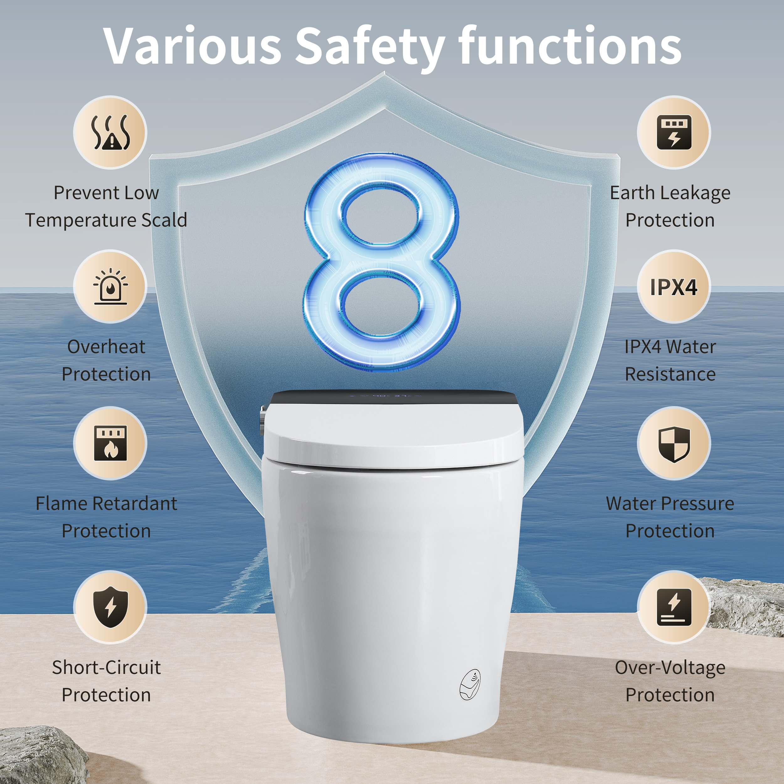 Tankless Smart Toilet with Built-In Bidet and Remote Control