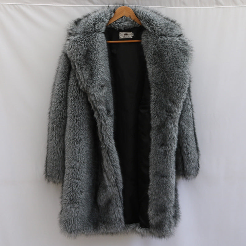 Men's Fur Imitation Fox Fur Long-cut Coat