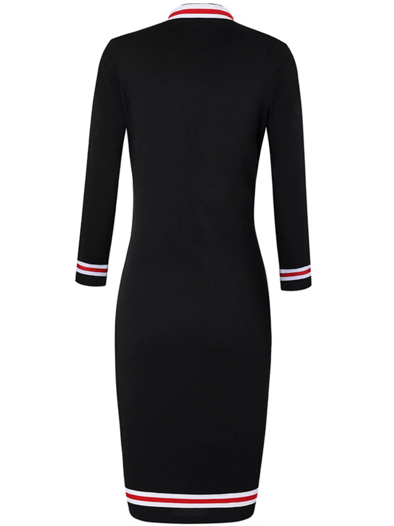 Striped Long Sleeve Bodycon Midi Dress