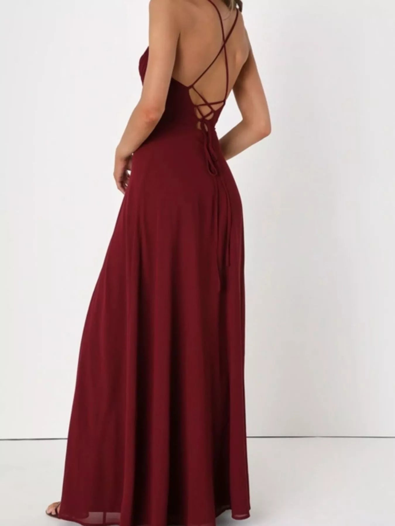 Crisscross Back Slit Maxi Dress