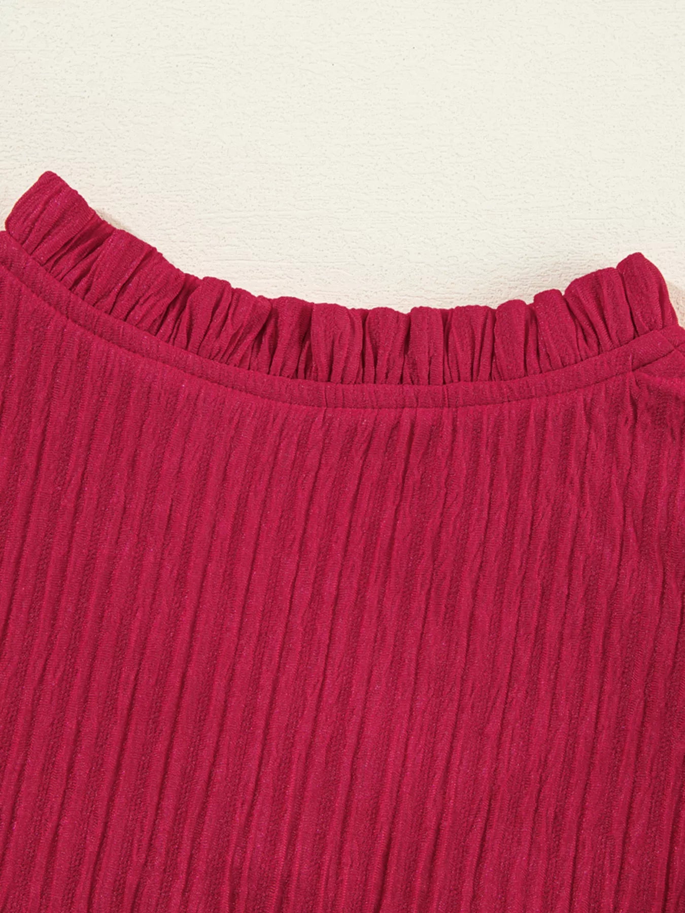 Textured Ruffled Trim Loose Fit Mini Dress