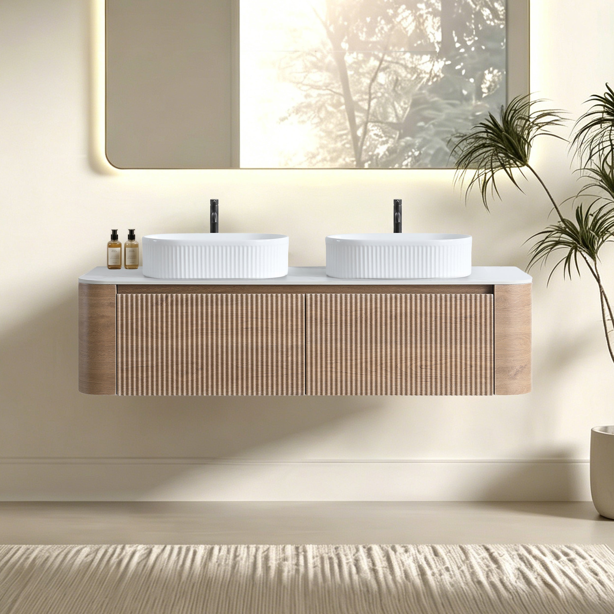 Erba 60 Inch Bathroom Vanity with Sink, Honey