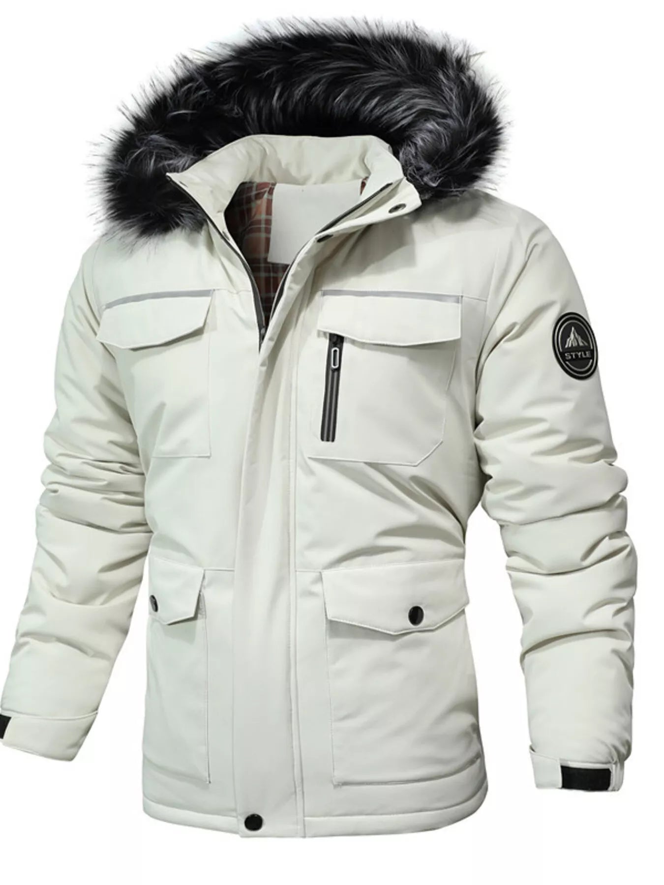 Men's Plus Size Fur Hooded Winter Parka Coat