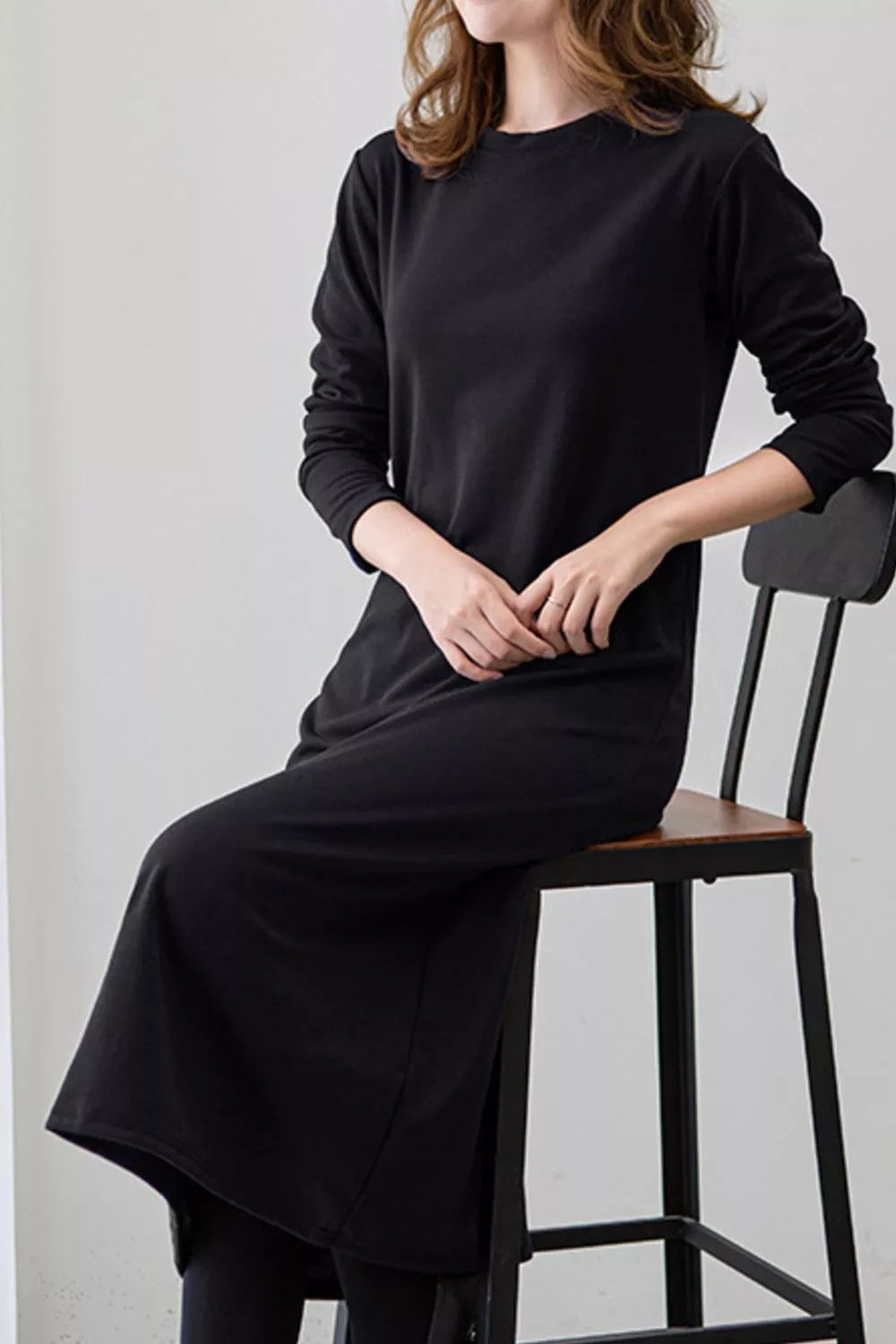 Casual Long Sleeve Midi Dress