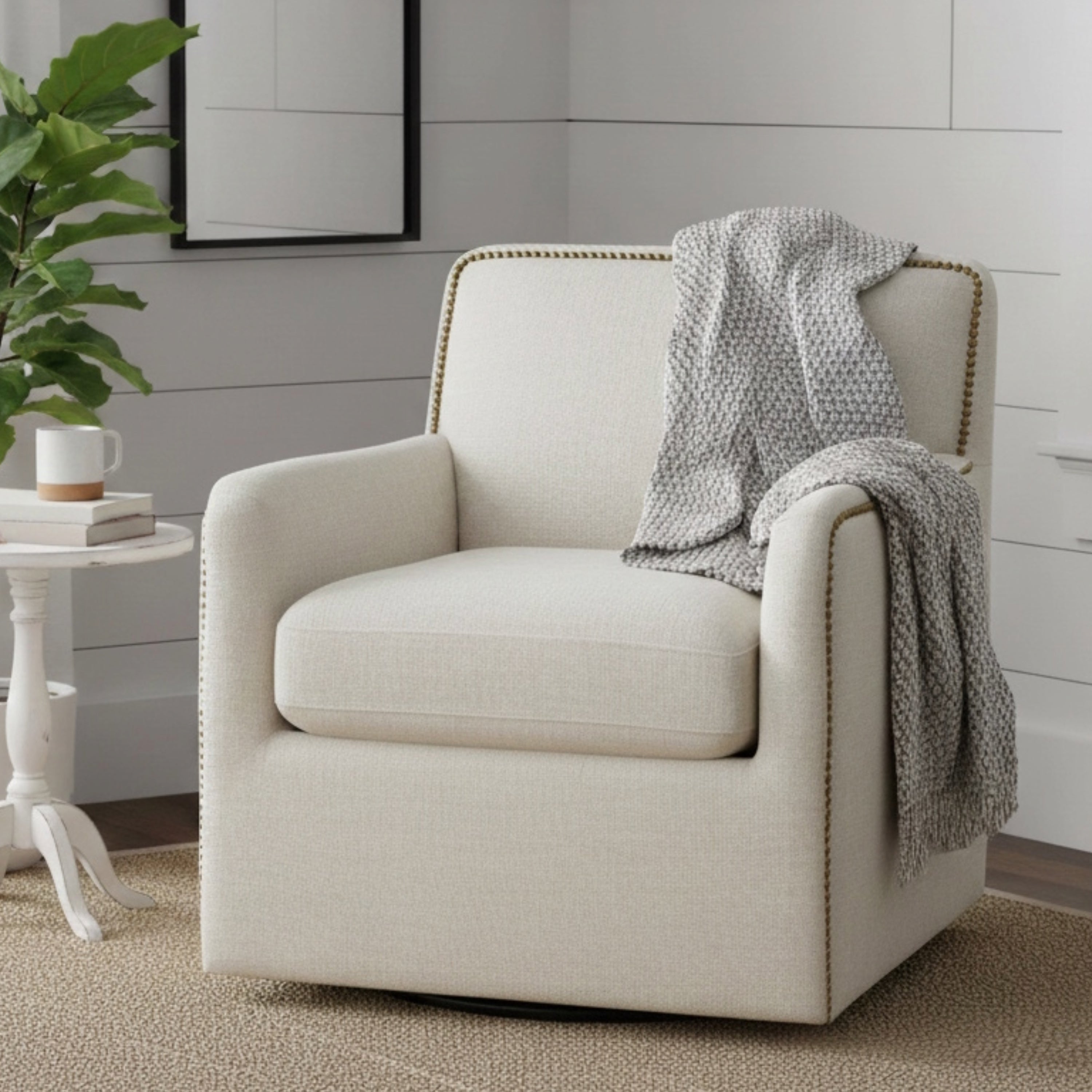Torrance Swivel Accent Chair with Nailhead Trim