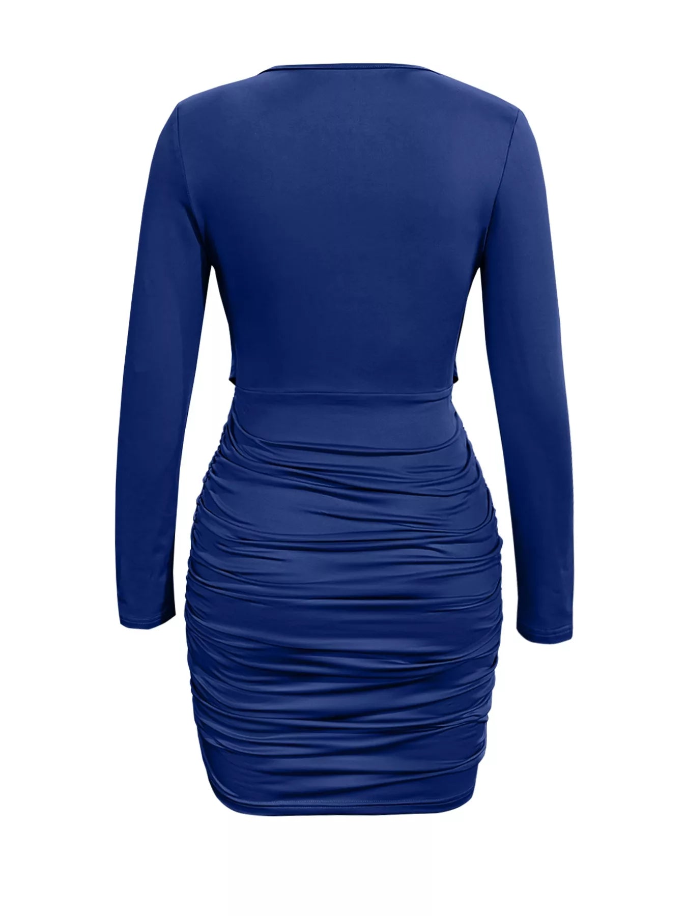 Draped V-Neck Long Sleeve Bodycon Mini Dress