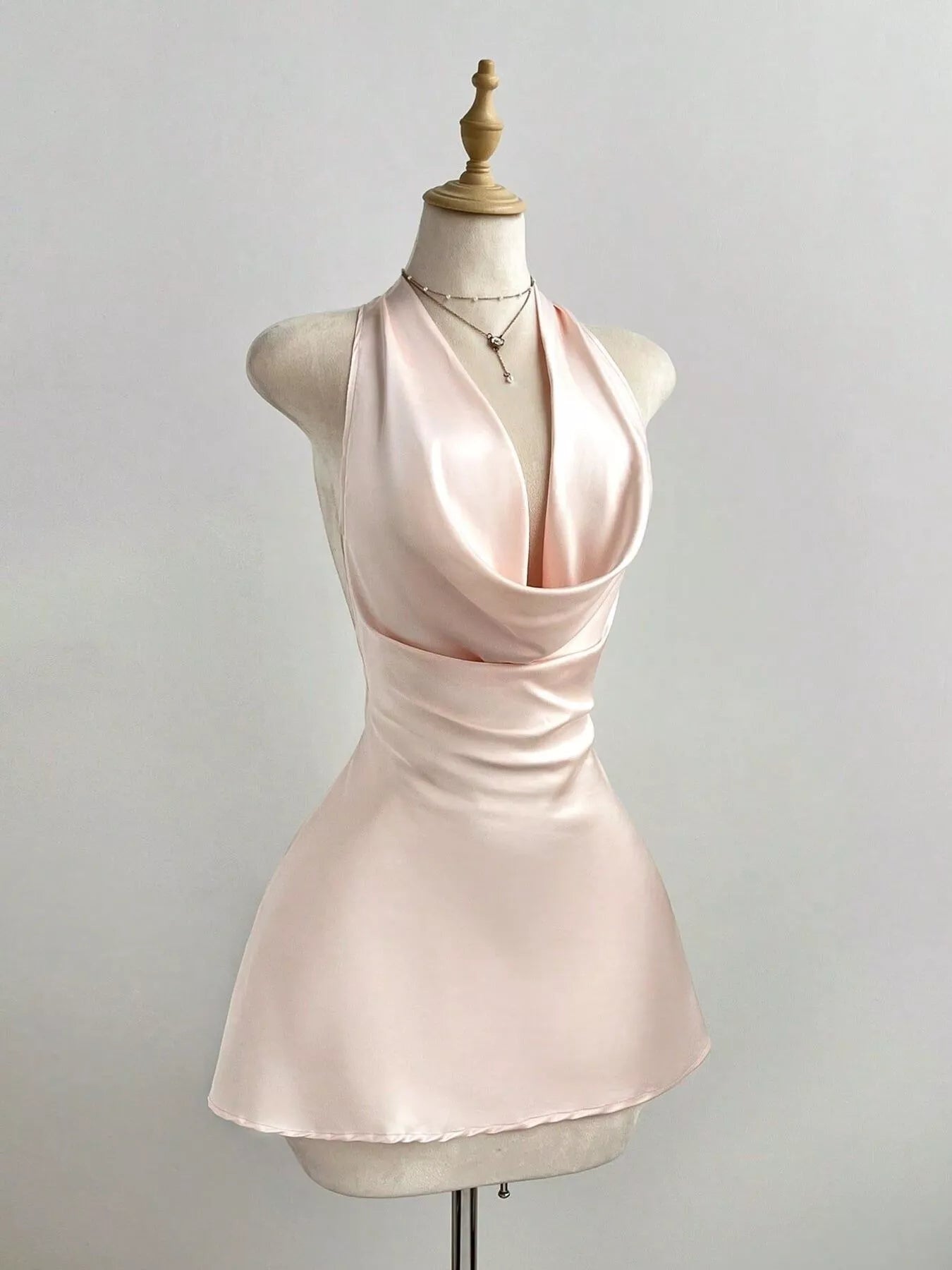 Satin Backless Halter Neck Dress