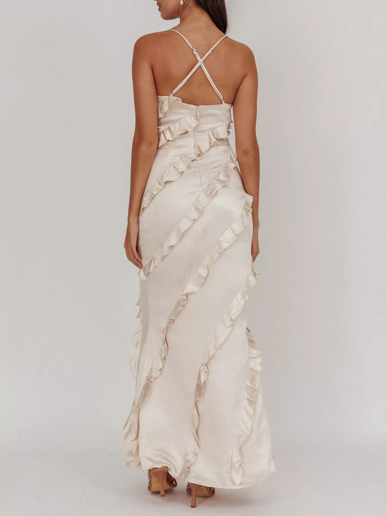 Ruffled Spaghetti Strap Maxi Dress