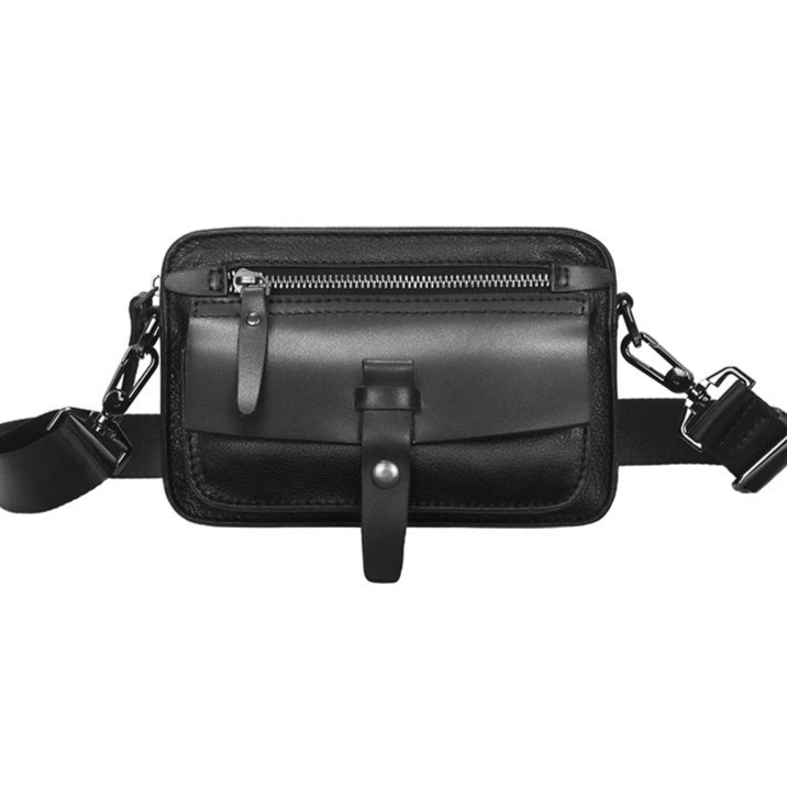 Mens Multi-Use Small Shoulder Bag Made From Full-Grain Cowhide Leather