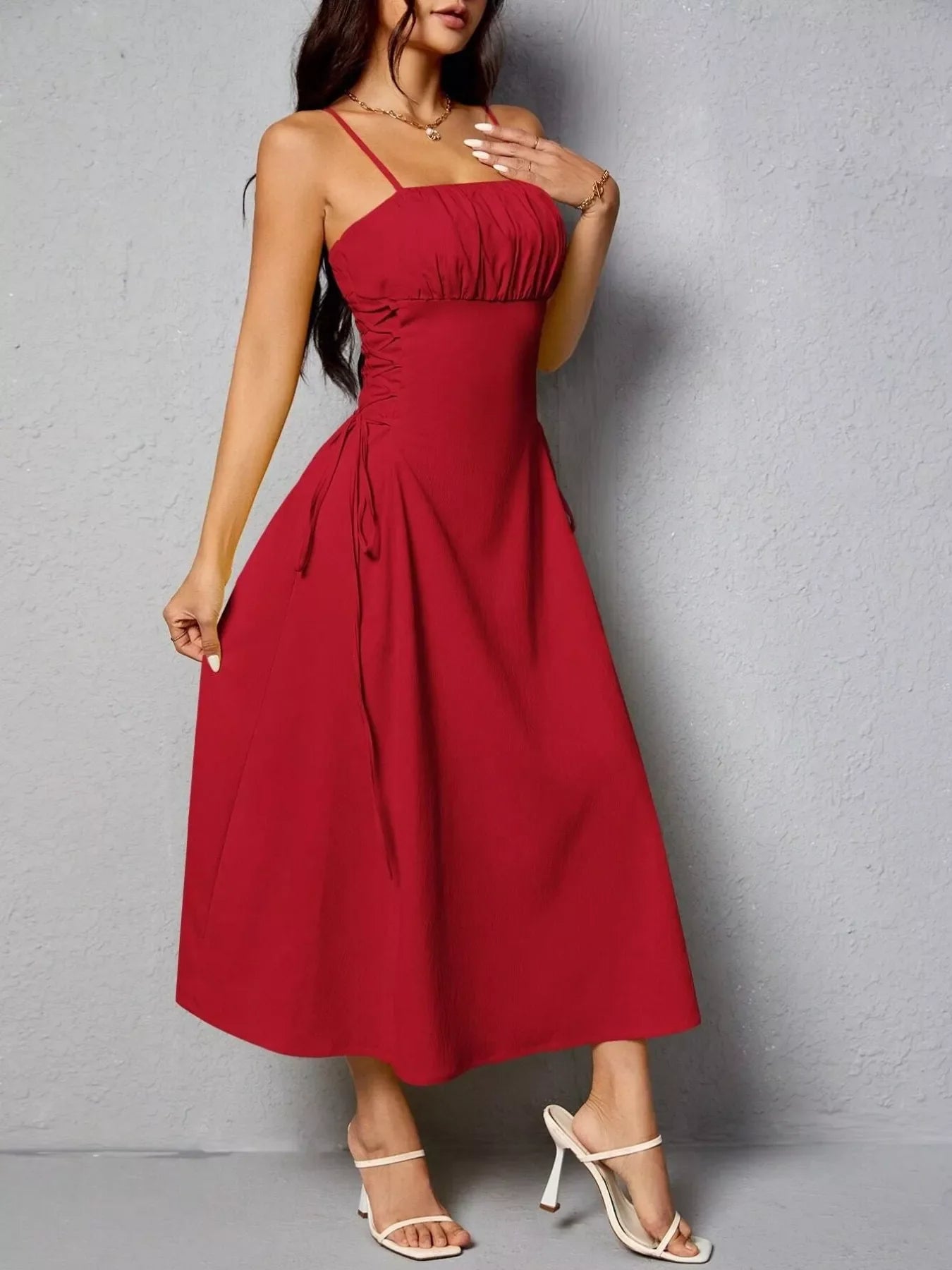 Lace-Up Side A-Line Cami Dress