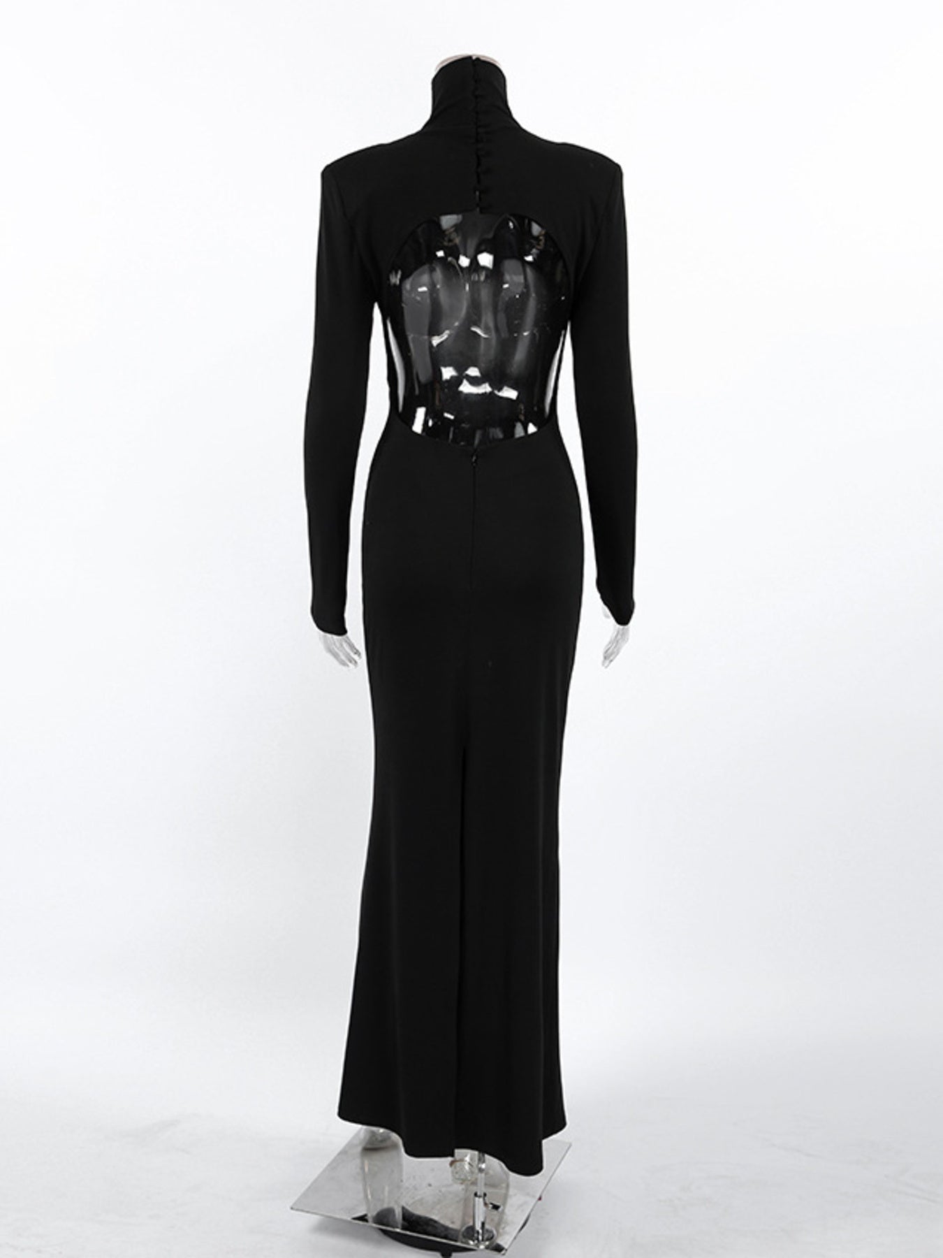 Backless Turtleneck Long Sleeve Bodycon Maxi Dress