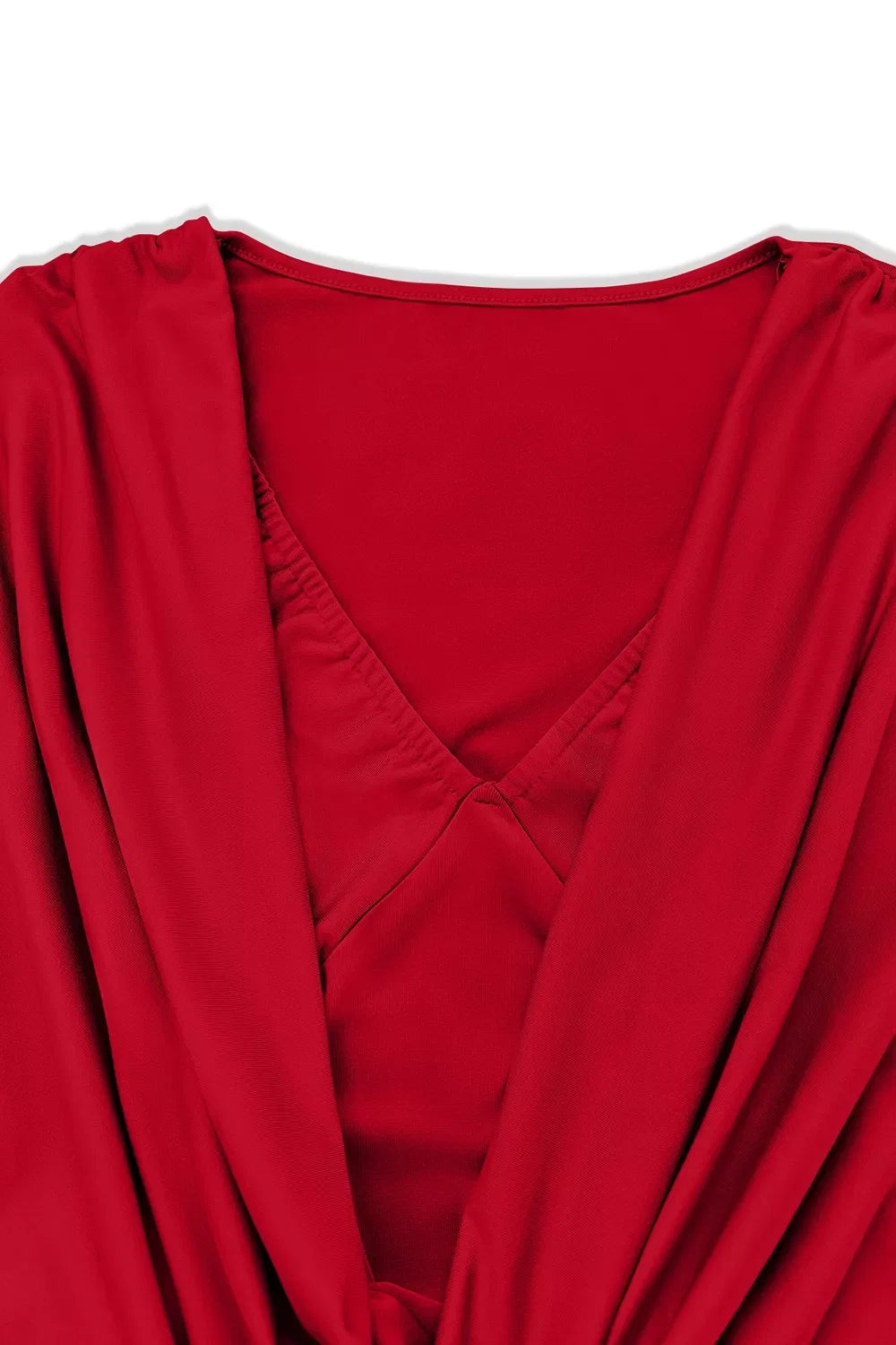 Ruched Cowl Neck Long Sleeve Mini Dress