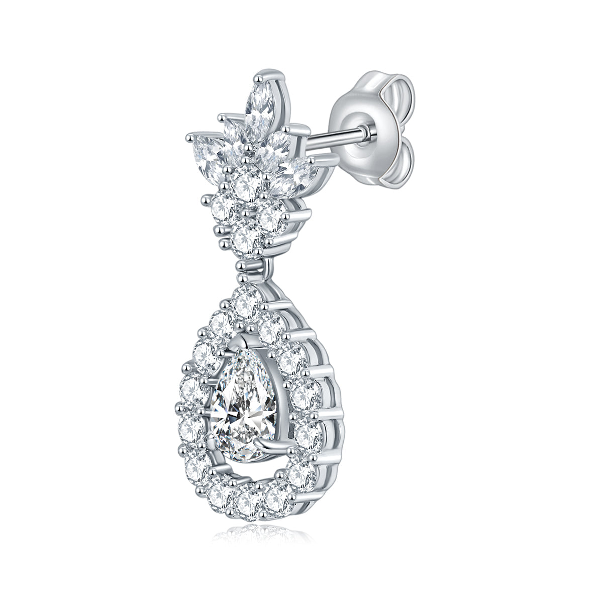 S925 Sterling Silver Pear Cut Moissanite Dangle Earrings 5x7mm Teardrop Cluster Earrings With GRA Certificate Platinum Plated Jewelry Gift Box Set