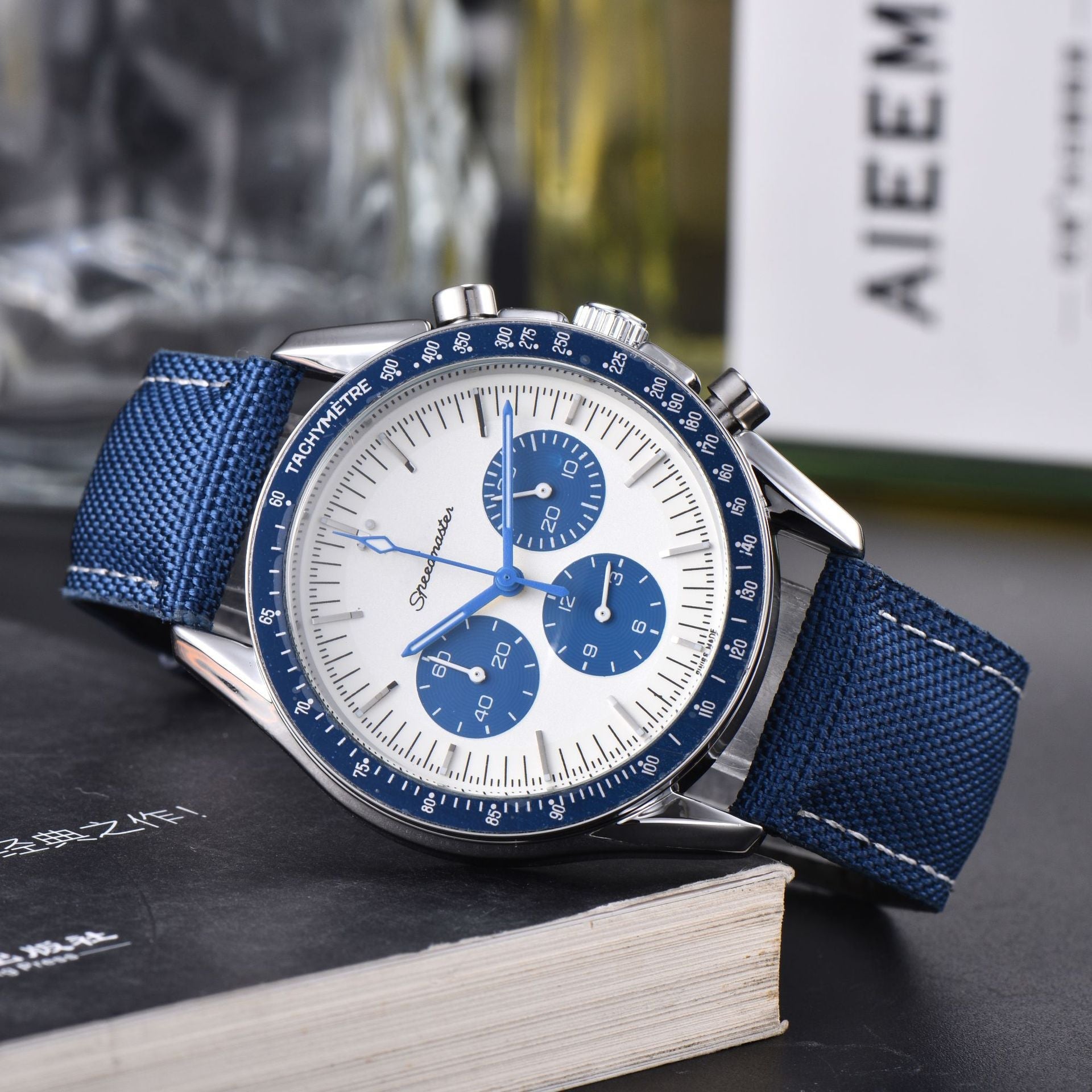 Business Mens 6-Hand Leather-Band Multi-Function Quartz Watch