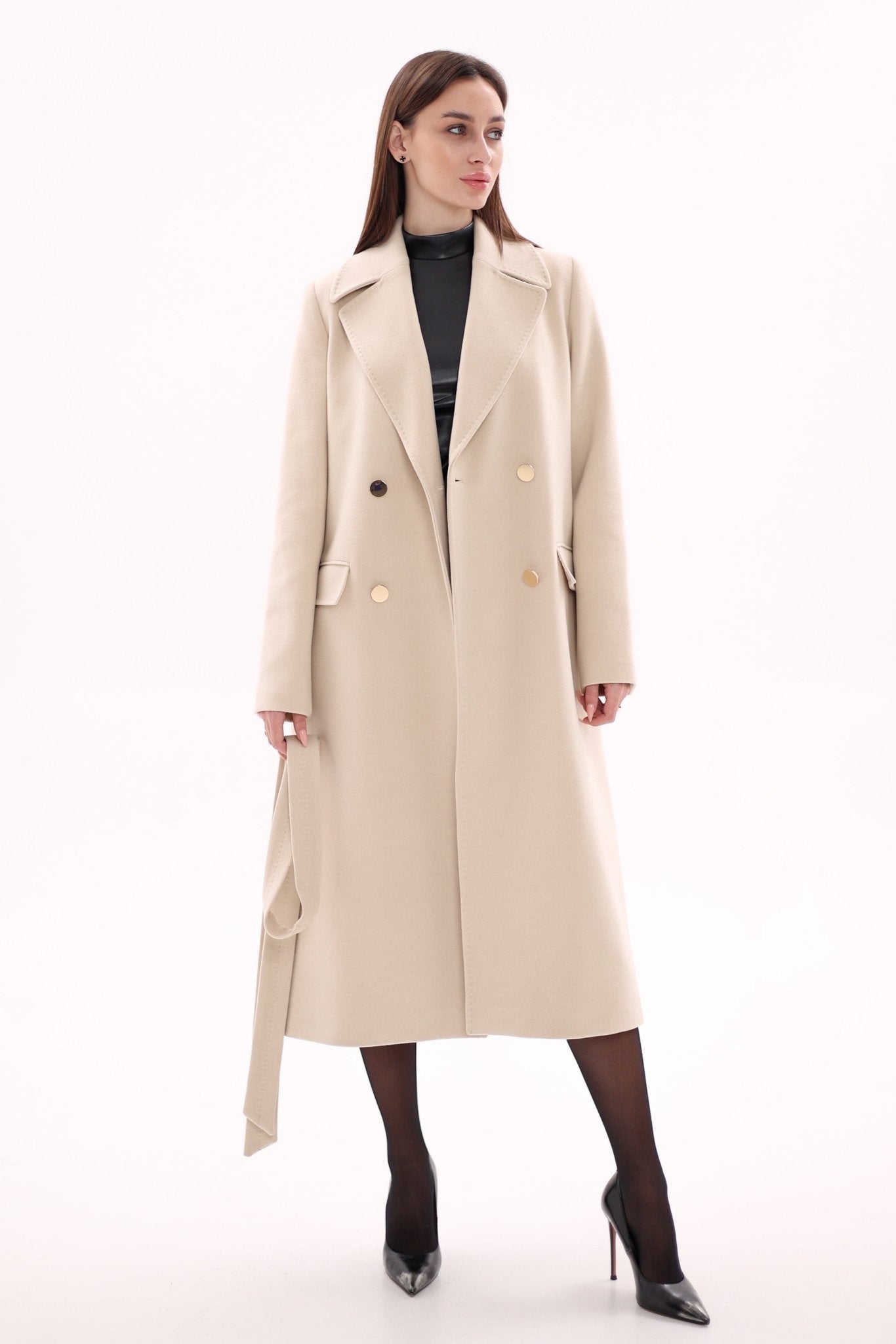 Denise Cashmere Blend Overcoat in Nude - Overture Gifts