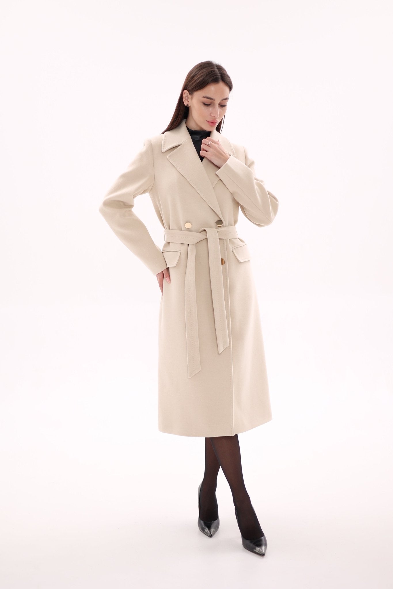 Denise Cashmere Blend Overcoat in Nude - Overture Gifts
