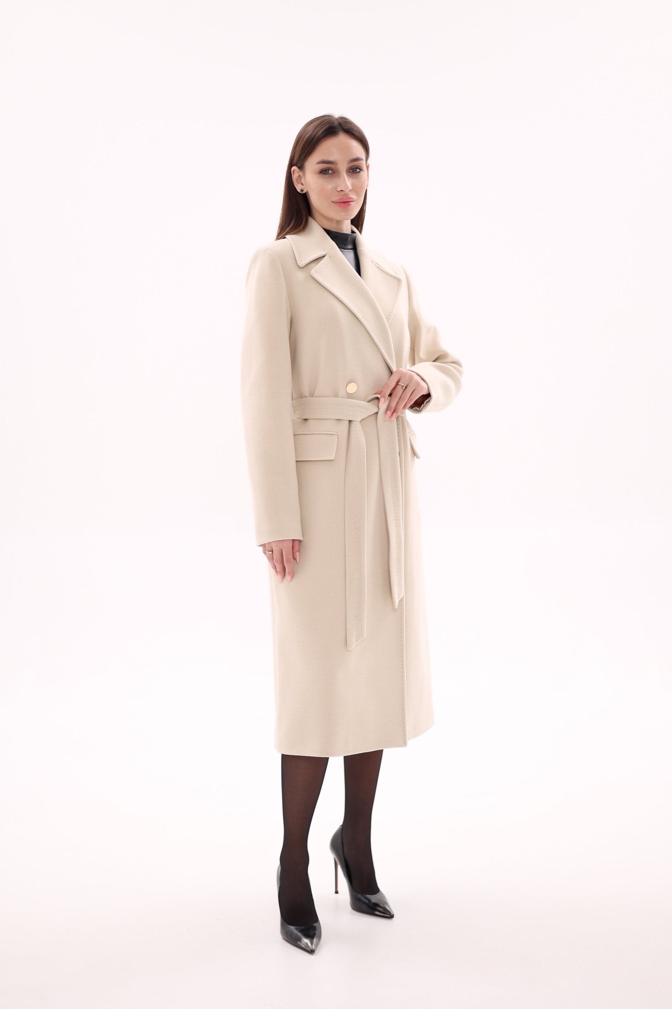 Denise Cashmere Blend Overcoat in Nude - Overture Gifts