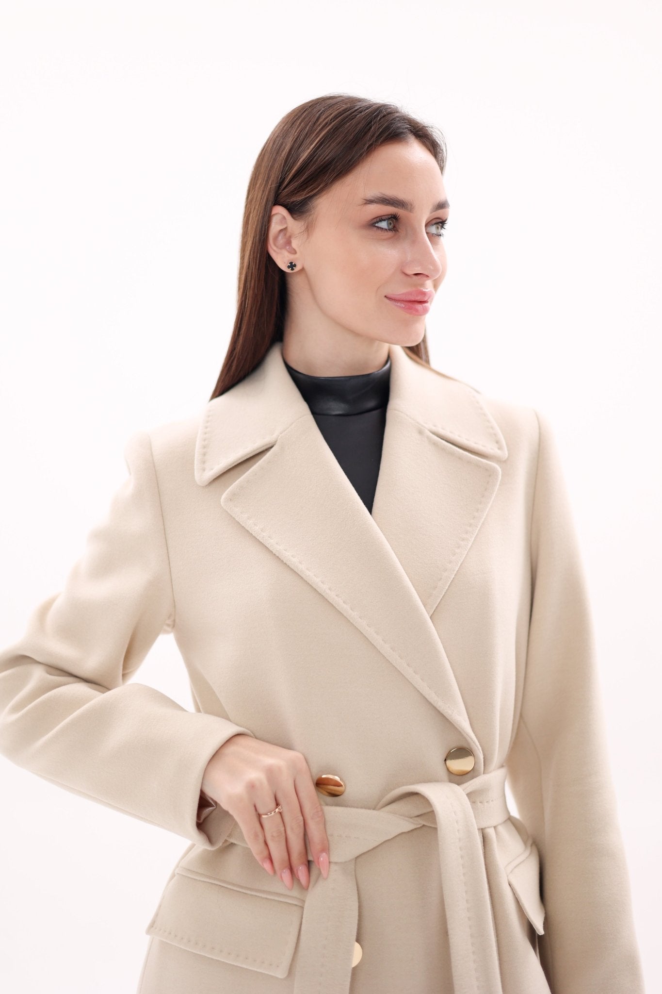 Denise Cashmere Blend Overcoat in Nude - Overture Gifts