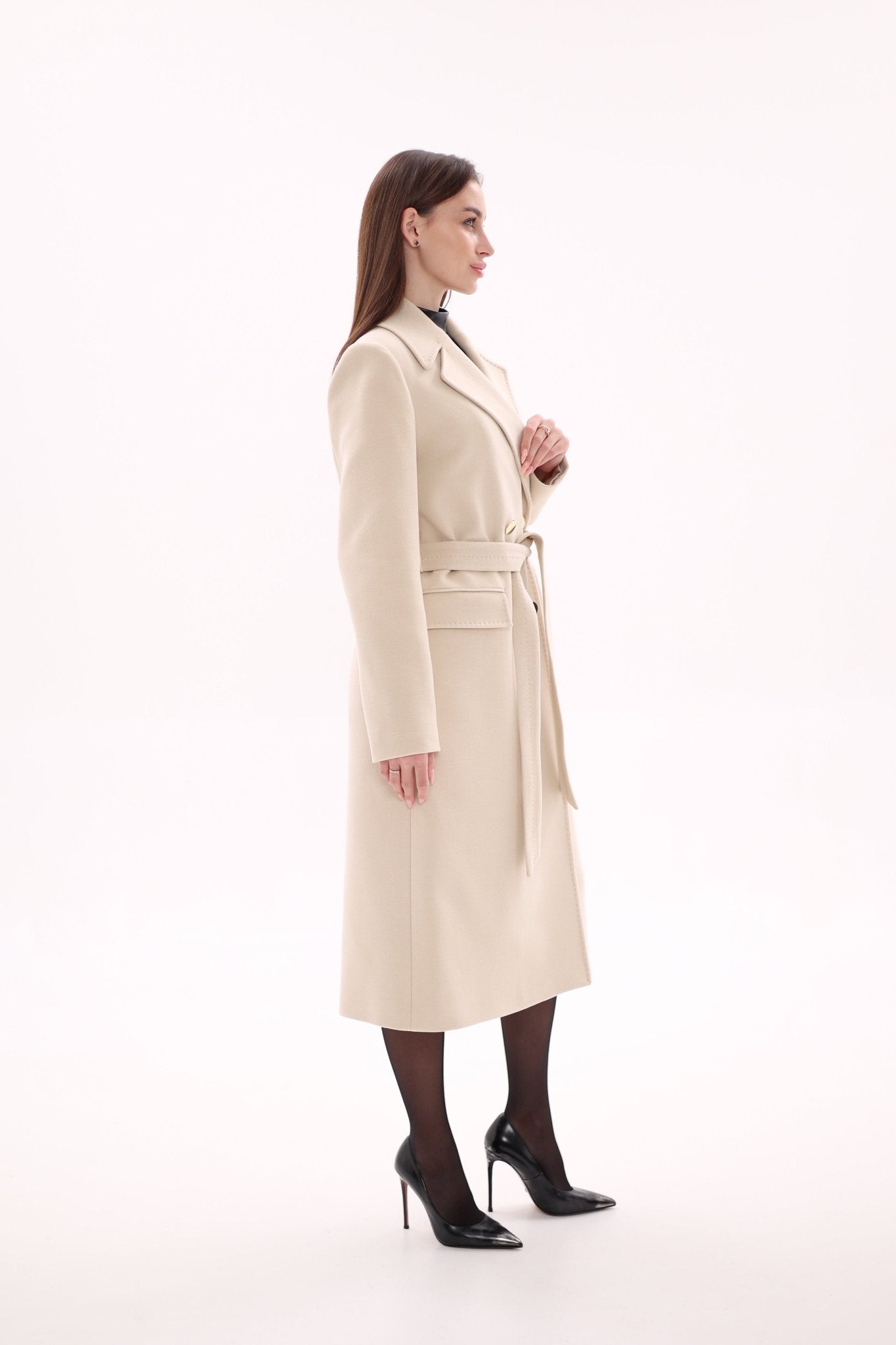 Denise Cashmere Blend Overcoat in Nude - Overture Gifts